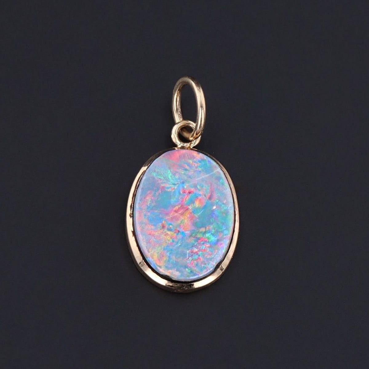 Opal Doublet Charm | Vintage 14k Gold Charm 