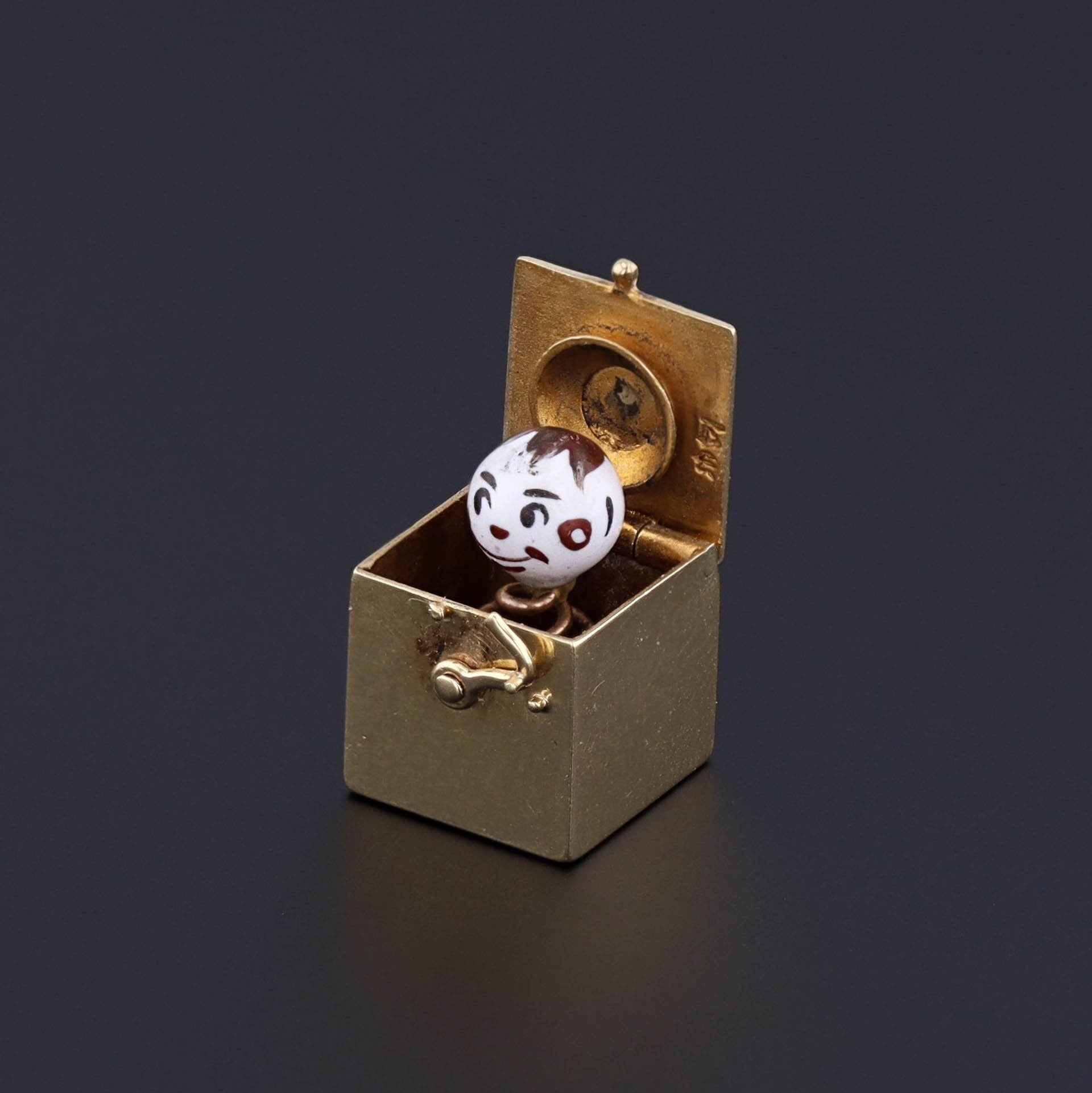 Jack In the Box Charm | 14k Gold and Enamel Charm 