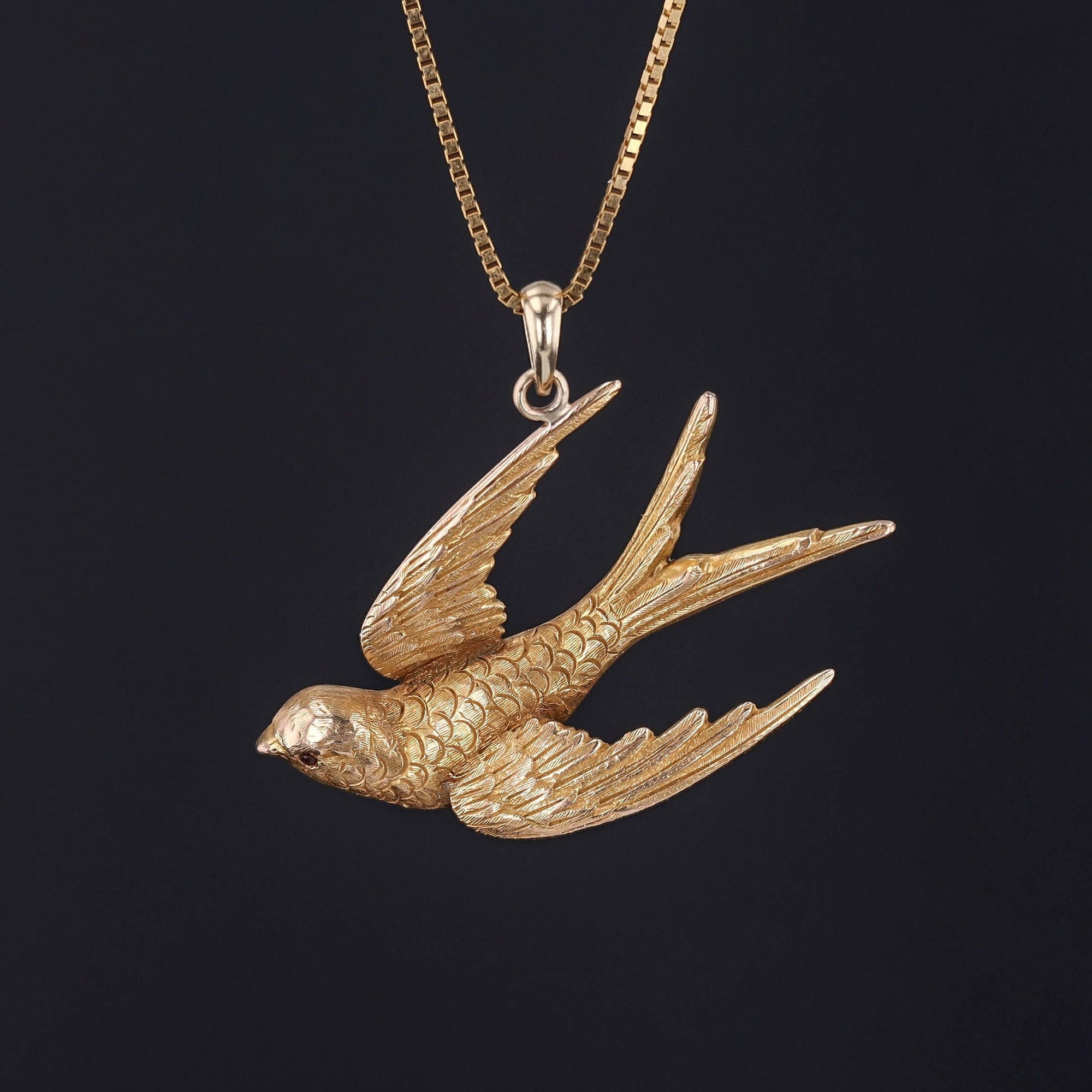 Antique Swallow Bird Necklace | Pin Conversion Necklace 