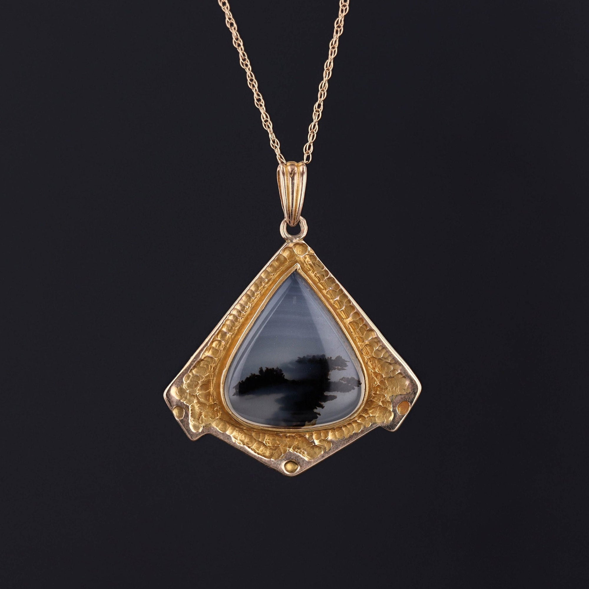 Agate Necklace | 10k Gold & Agate Pendant 