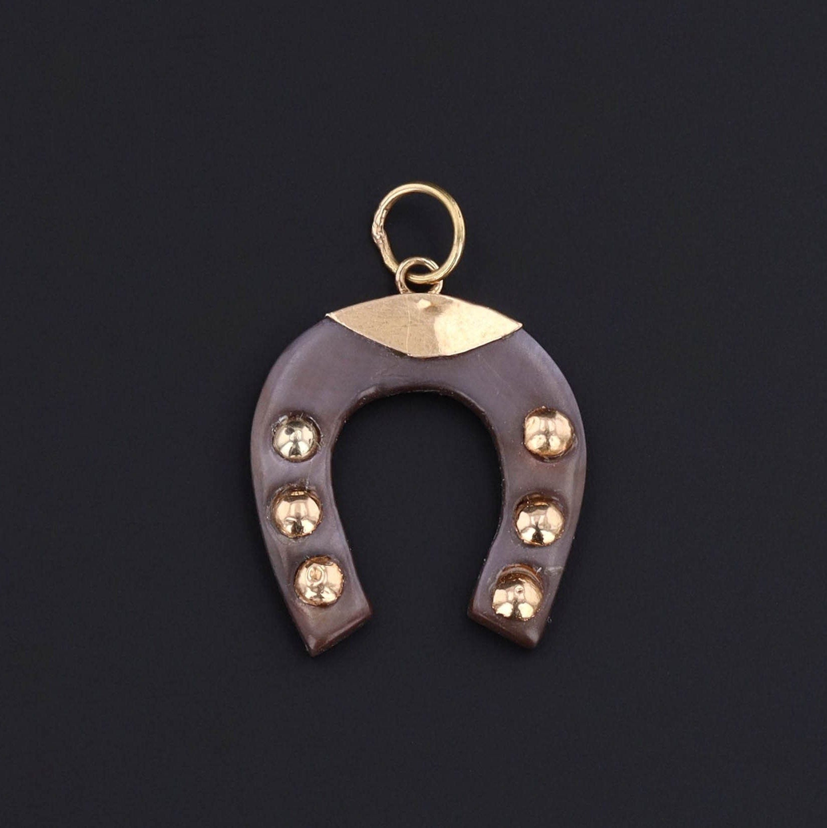 Horseshoe Pendant | 18k Gold & Mother of Pearl Charm 