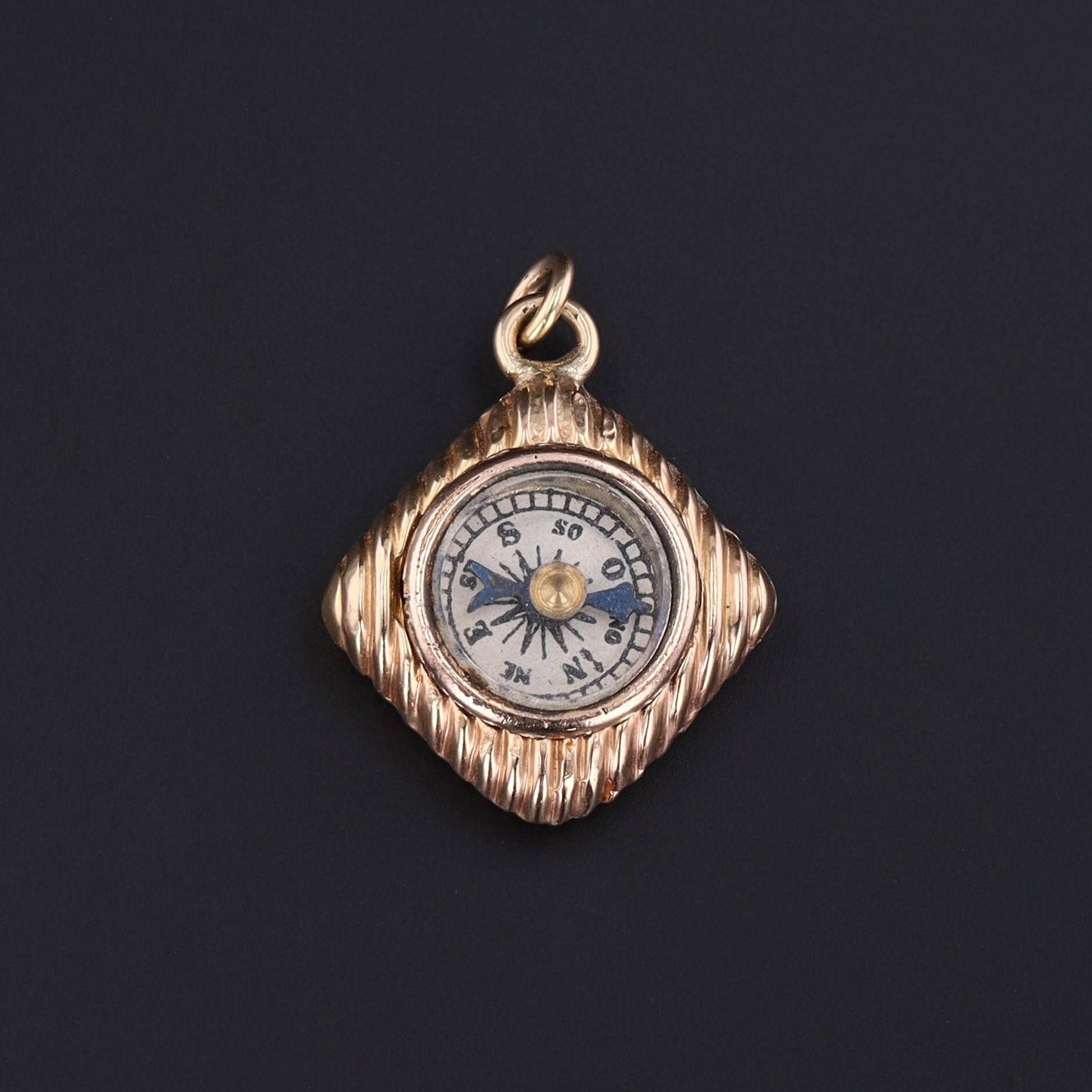 Gold Compass Pendant | Antique Compass Charm