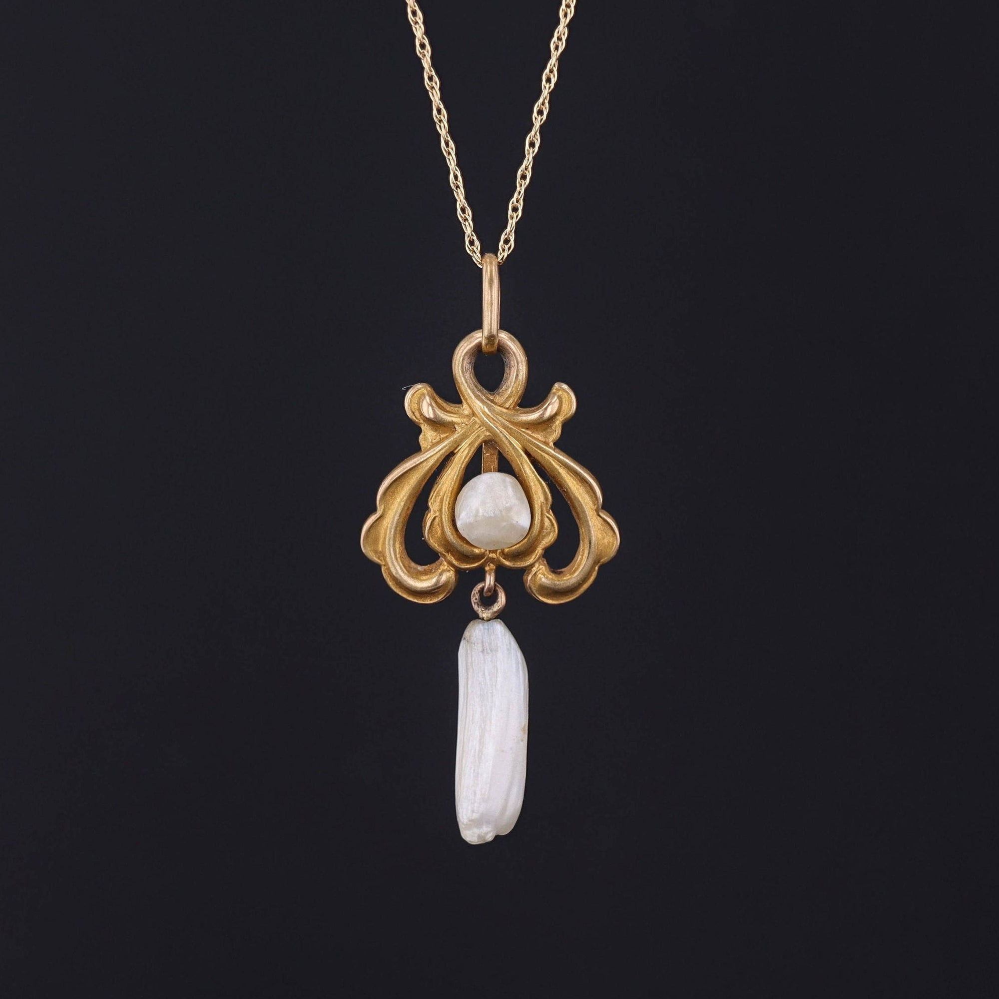 Pearl Lavalier Necklace | 14k Gold & Pearl Necklace 