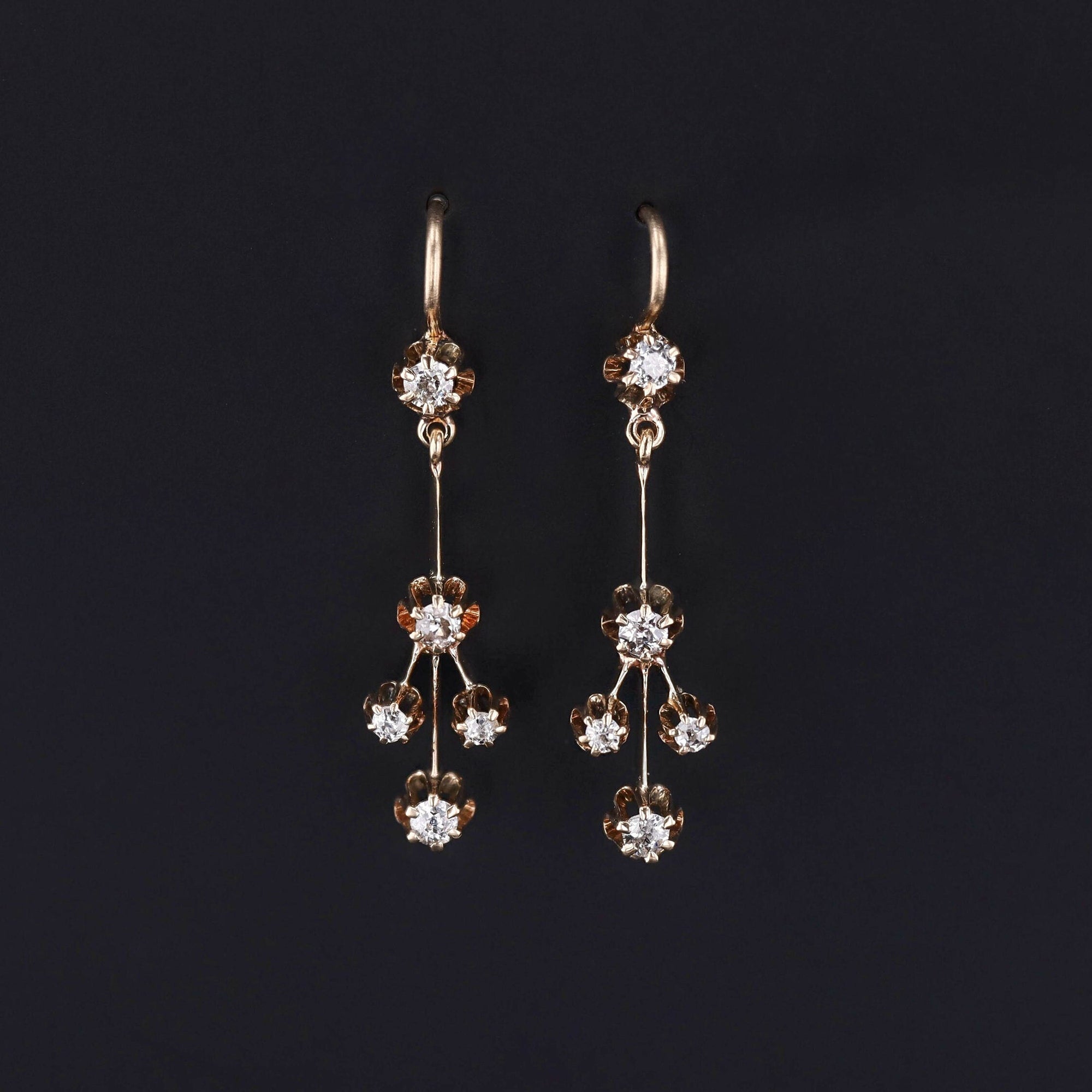 Antique Diamond Earrings | Diamond Chandelier Earrings 