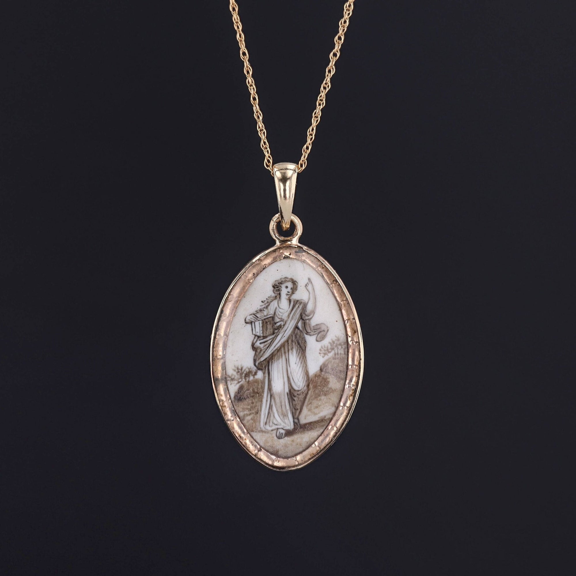 Georgian Mourning Pendant | 18k Gold Pendant with Optional 10k Chain 