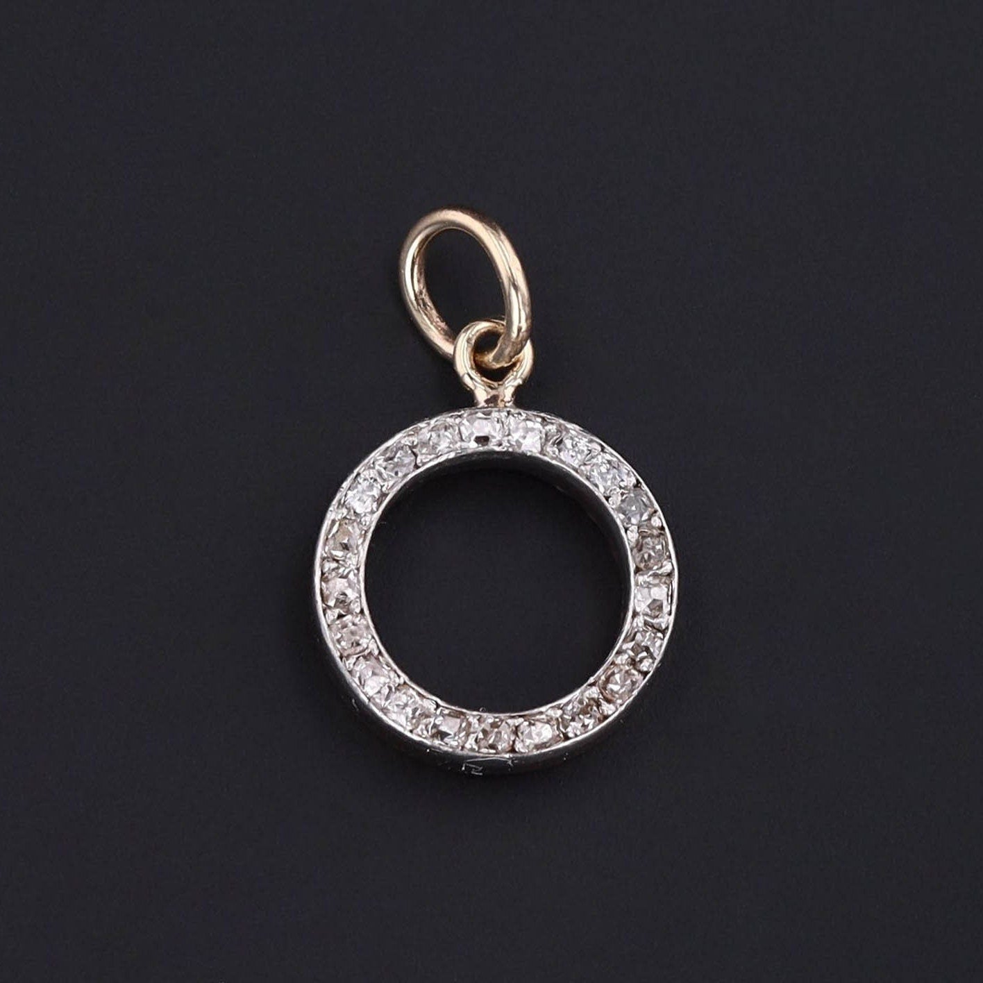 Circle Charm | 14k Gold, Platinum, Ruby & Diamond Pendant 