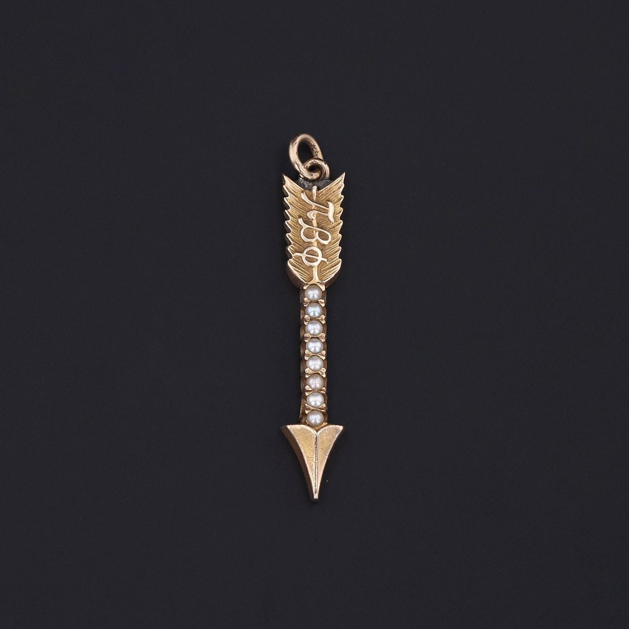 Arrow Pendant | 14k Gold & Pearl Pendant 