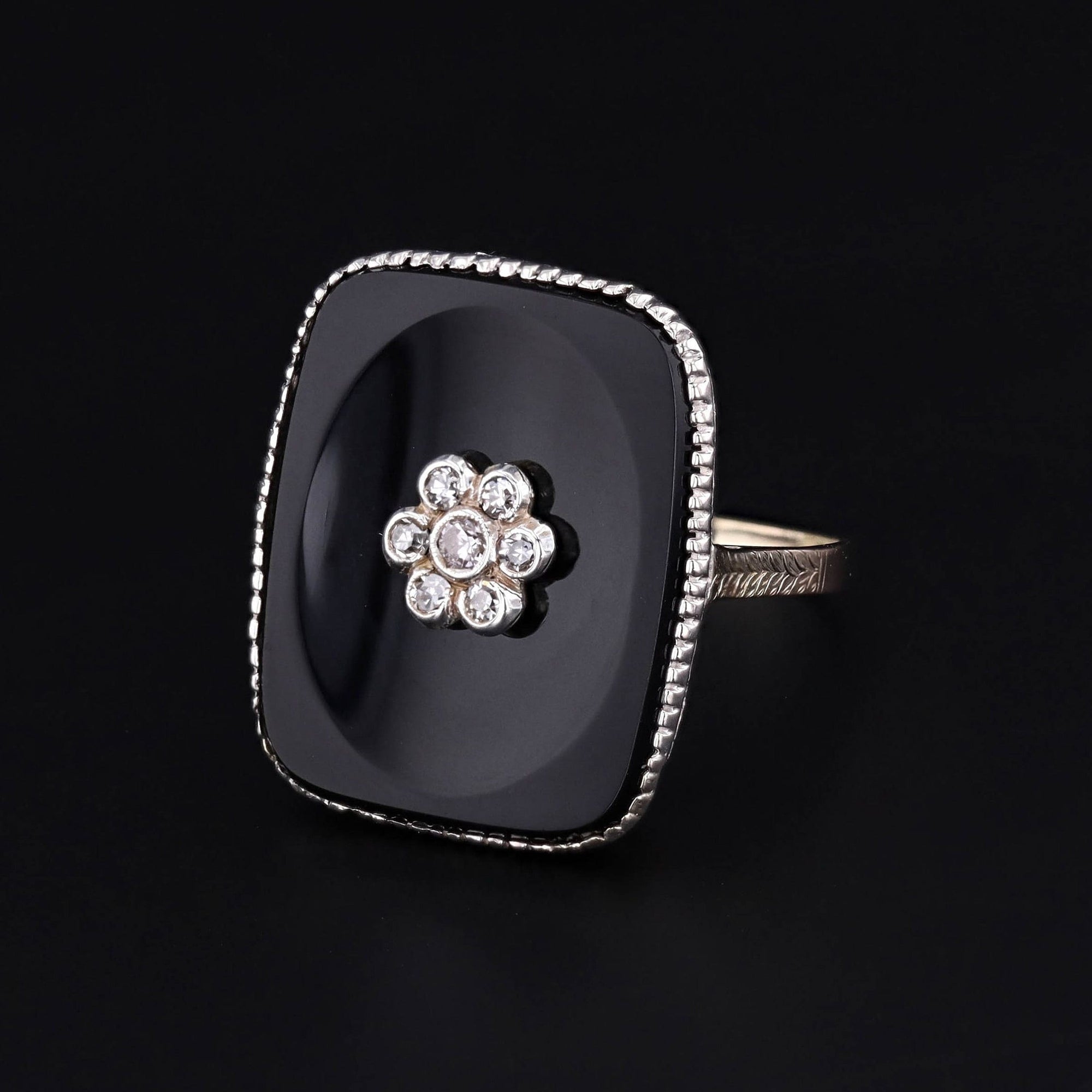Art Deco Ring | Onyx and Diamond Ring 