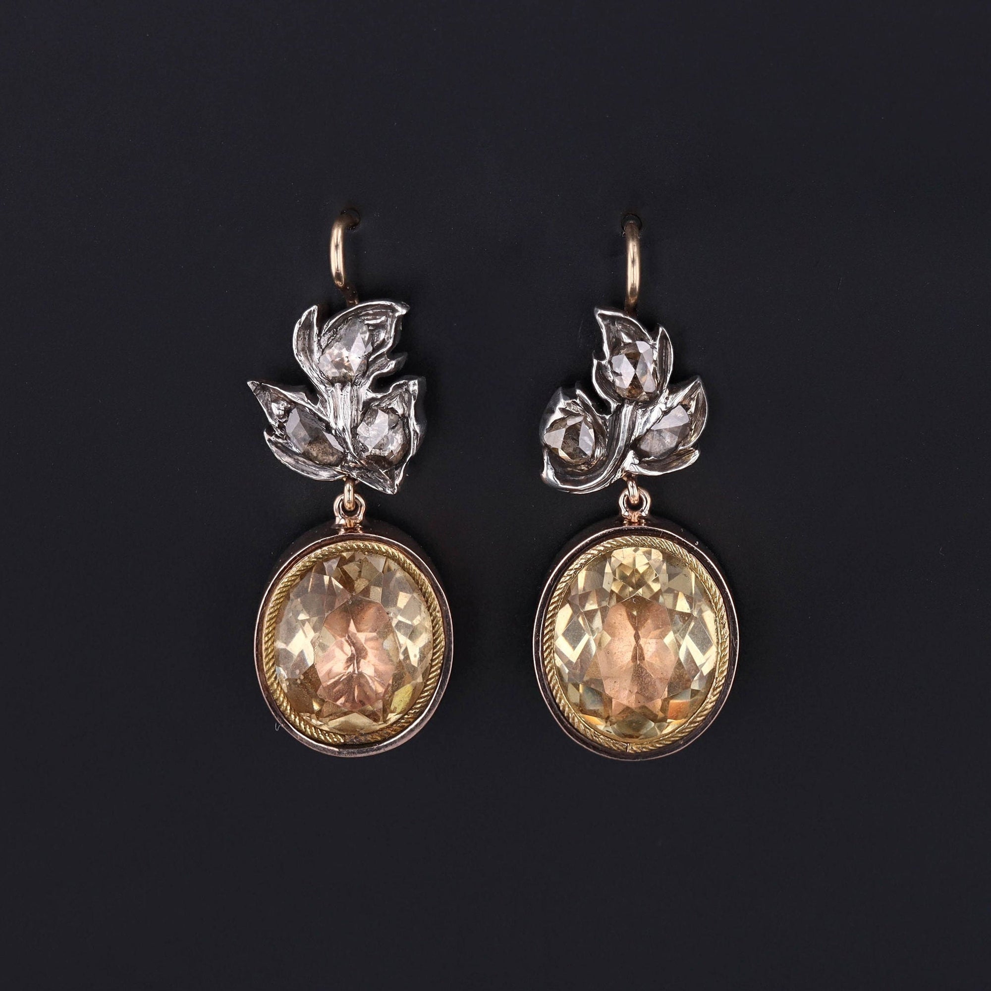 Citrine & Diamond Earrings | 14k Gold and Silver Earrings 