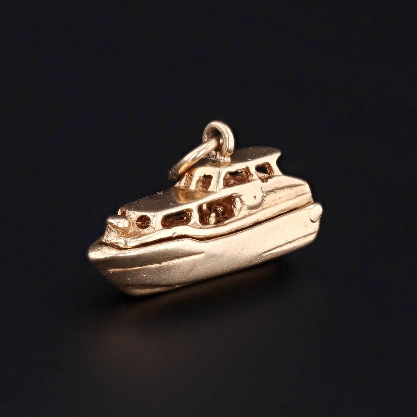 Vintage Boat Charm | 14k Gold Charm 