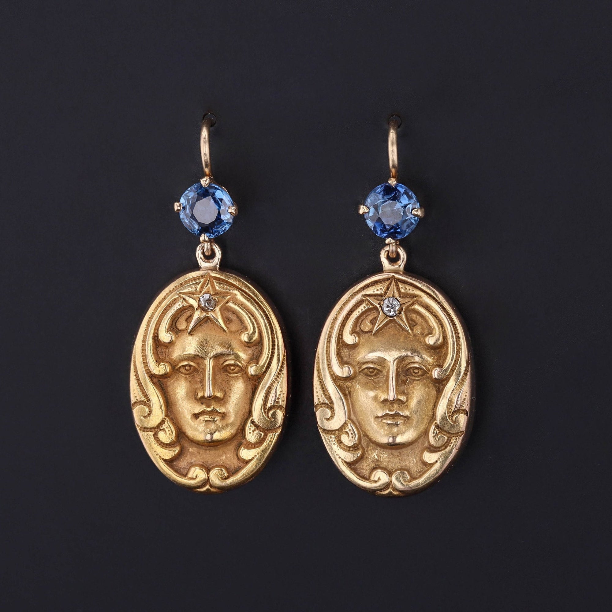 Art Nouveau Woman Earrings | Antique Earrings 