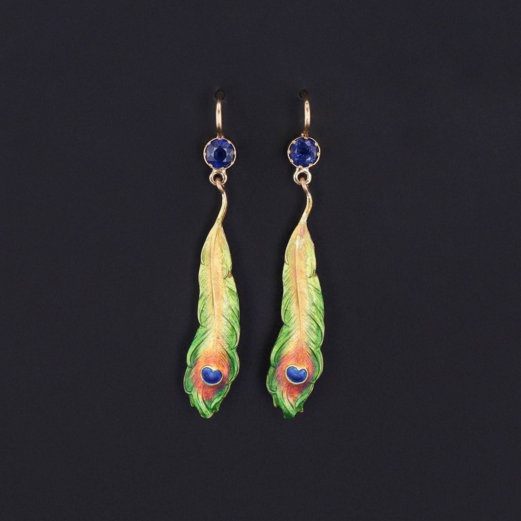 Peacock Feather Earrings | Antique Earrings 