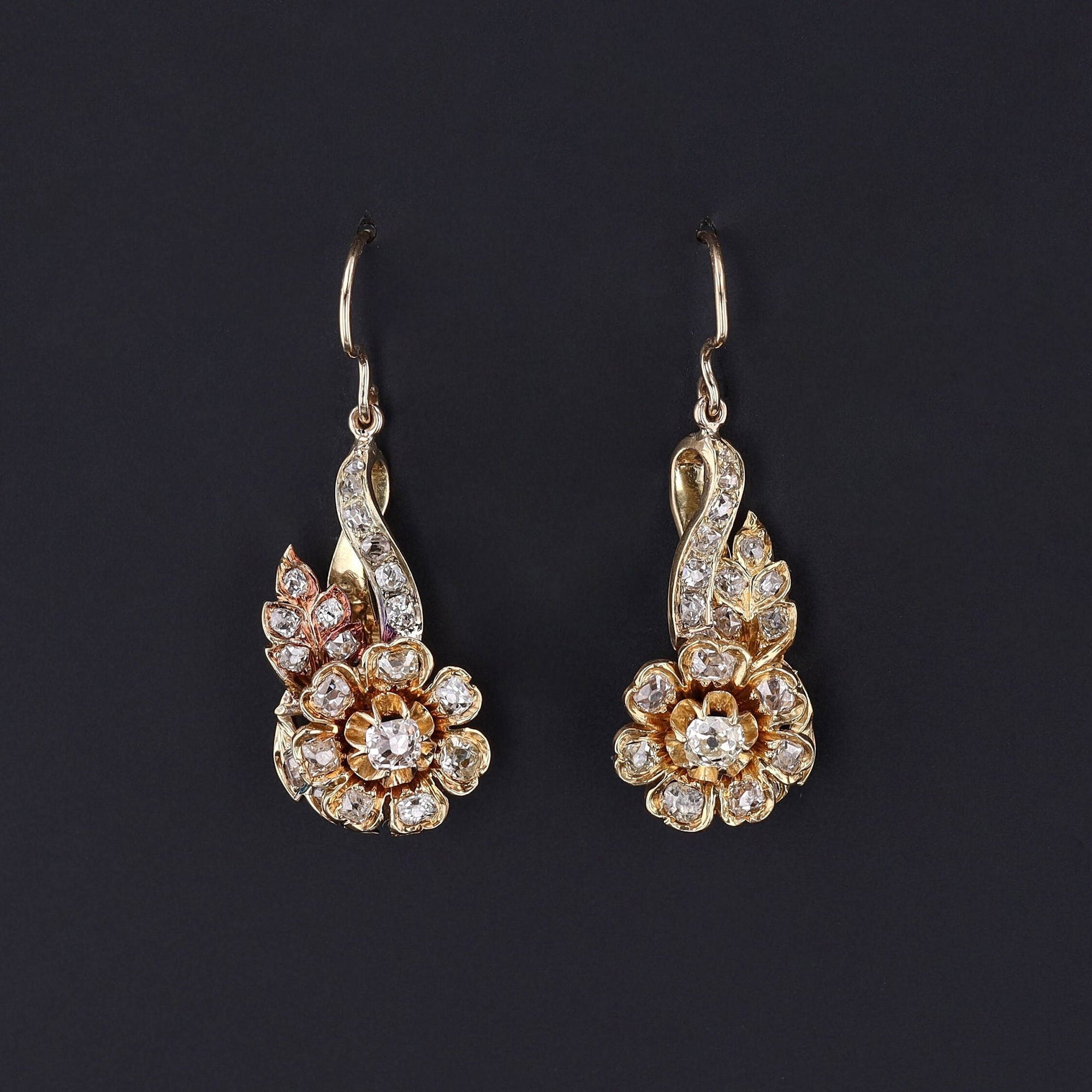 Antique Diamond Earrings | Flower Earrings 