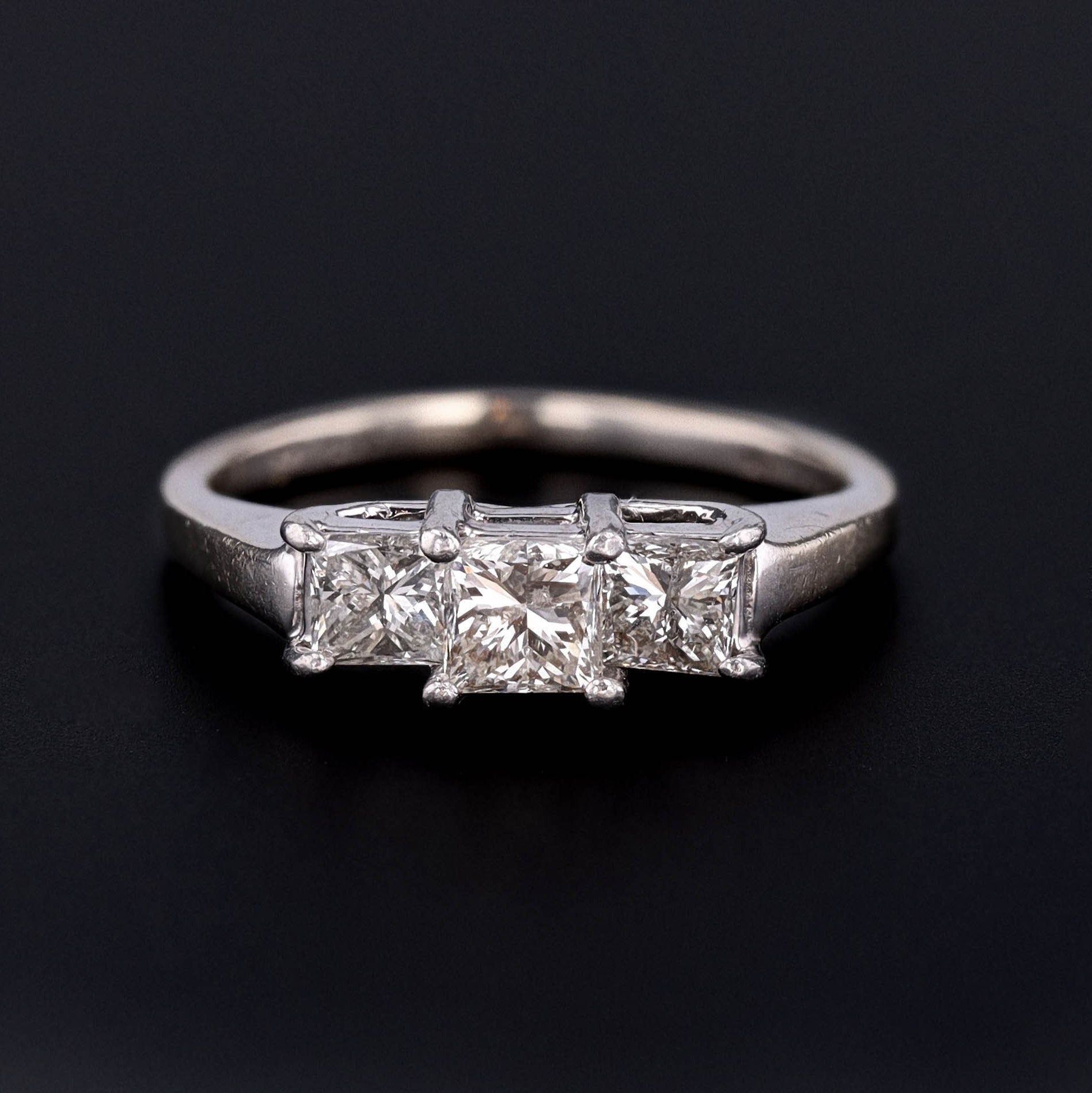 Platinum Topped 14k White Gold Diamond Ring | Anniversary Gift 