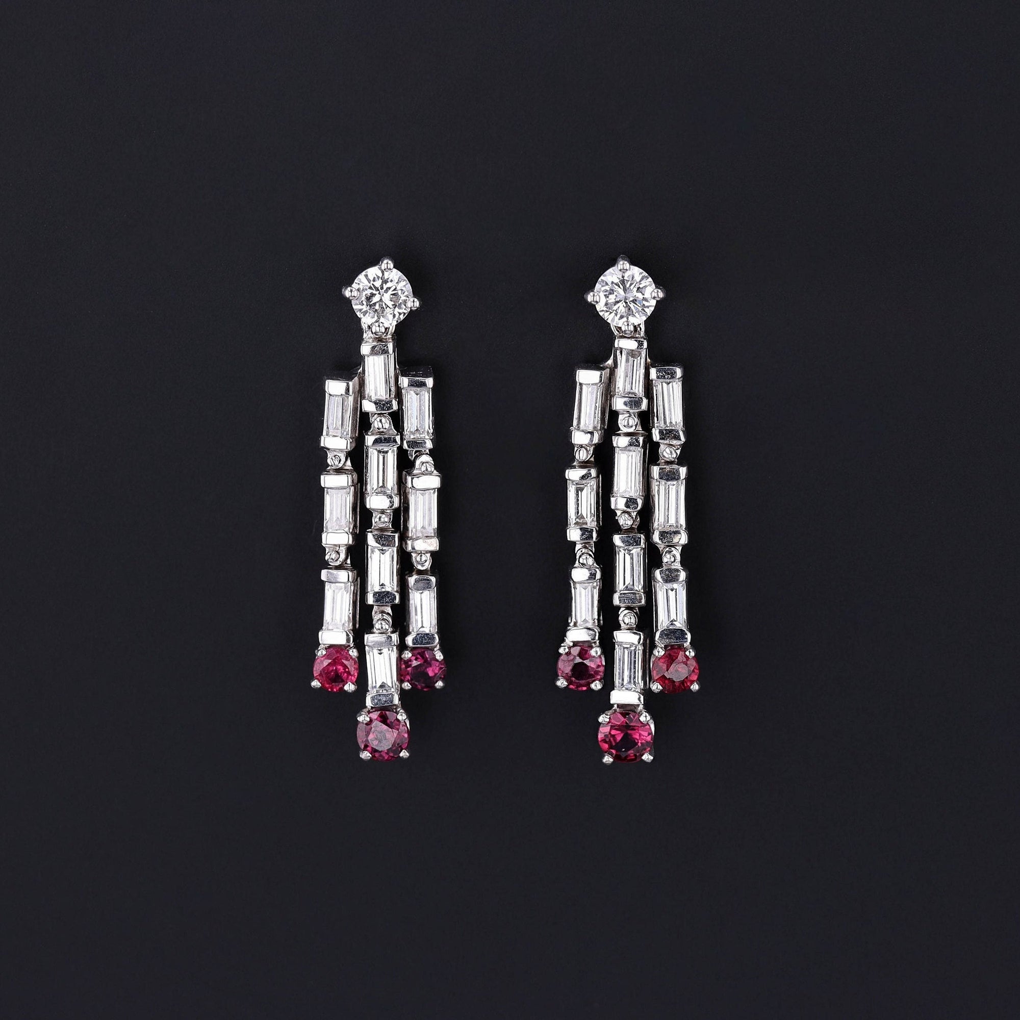 Ruby & Diamond Earrings | Vintage Earrings 