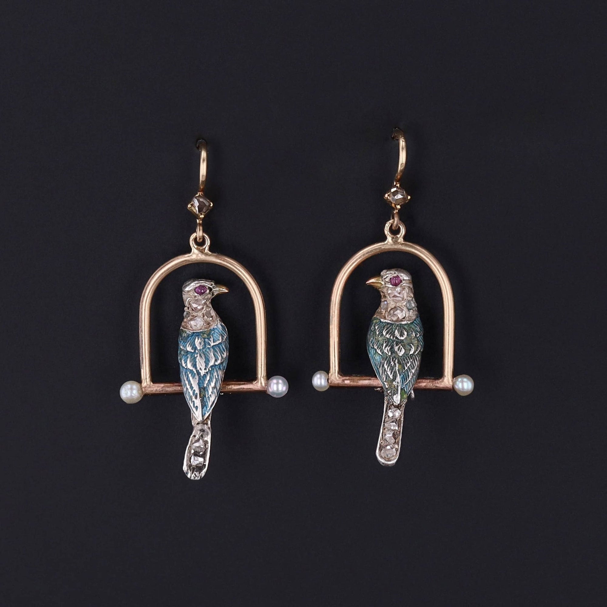 Bird Earrings | Antique Pin Conversion Earrings 