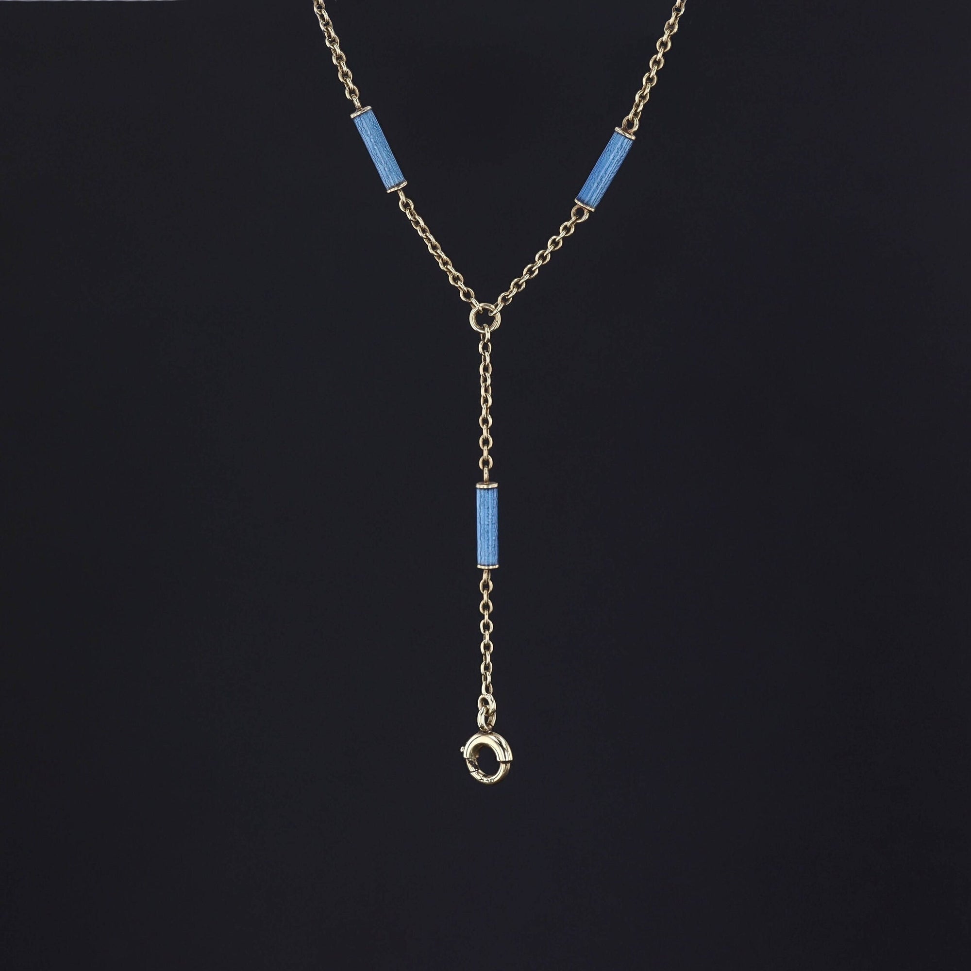 Antique Blue Enamel Chain | 14k Gold Chain 