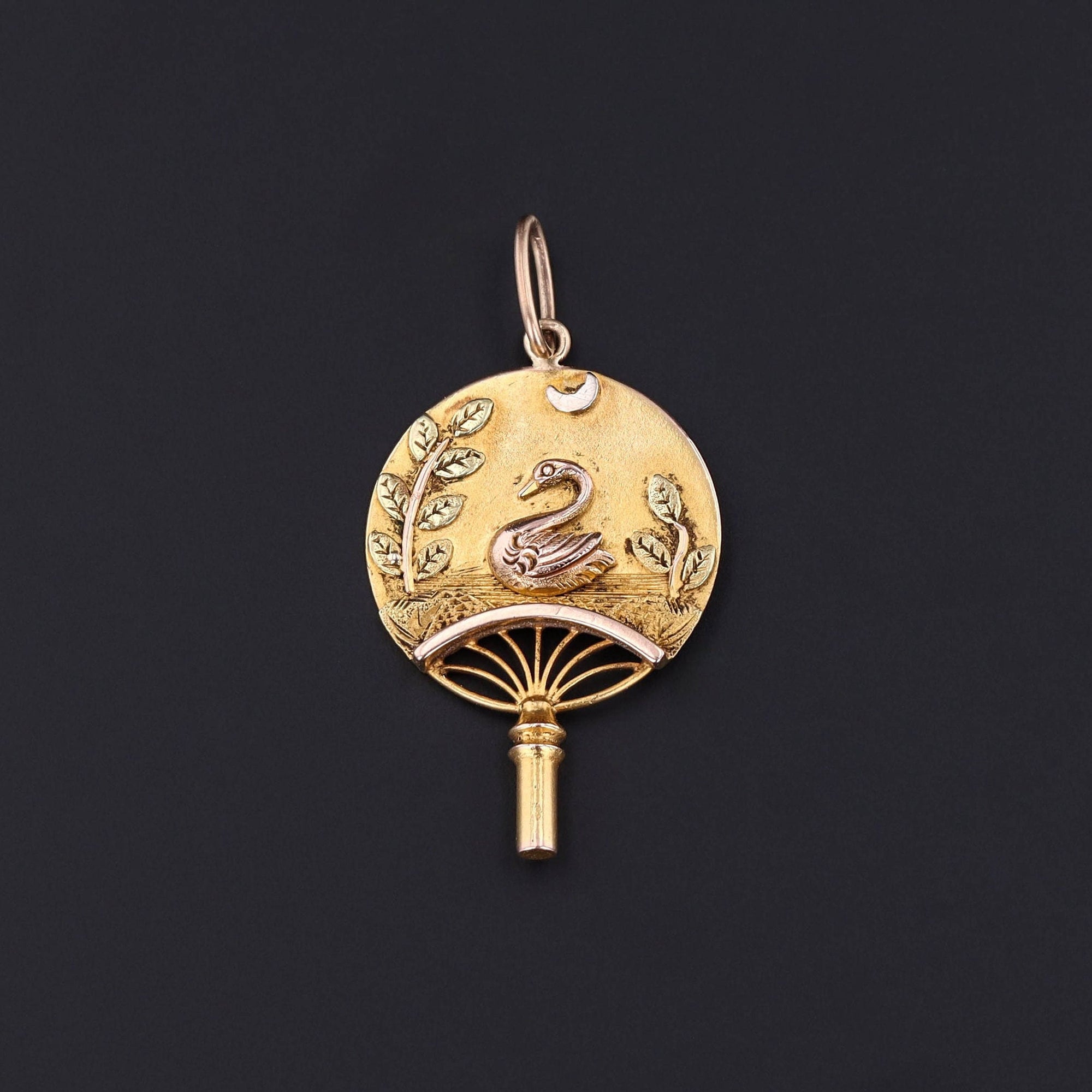 Japonaiserie Jewelry | Antique Swan Charm 