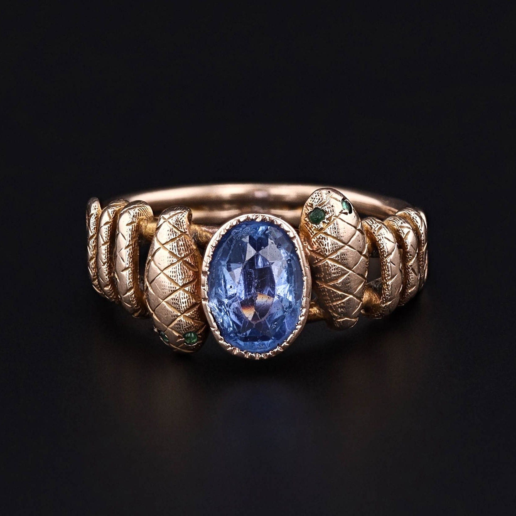 Antique Snake Ring | Synthetic Sapphire Snake Ring 