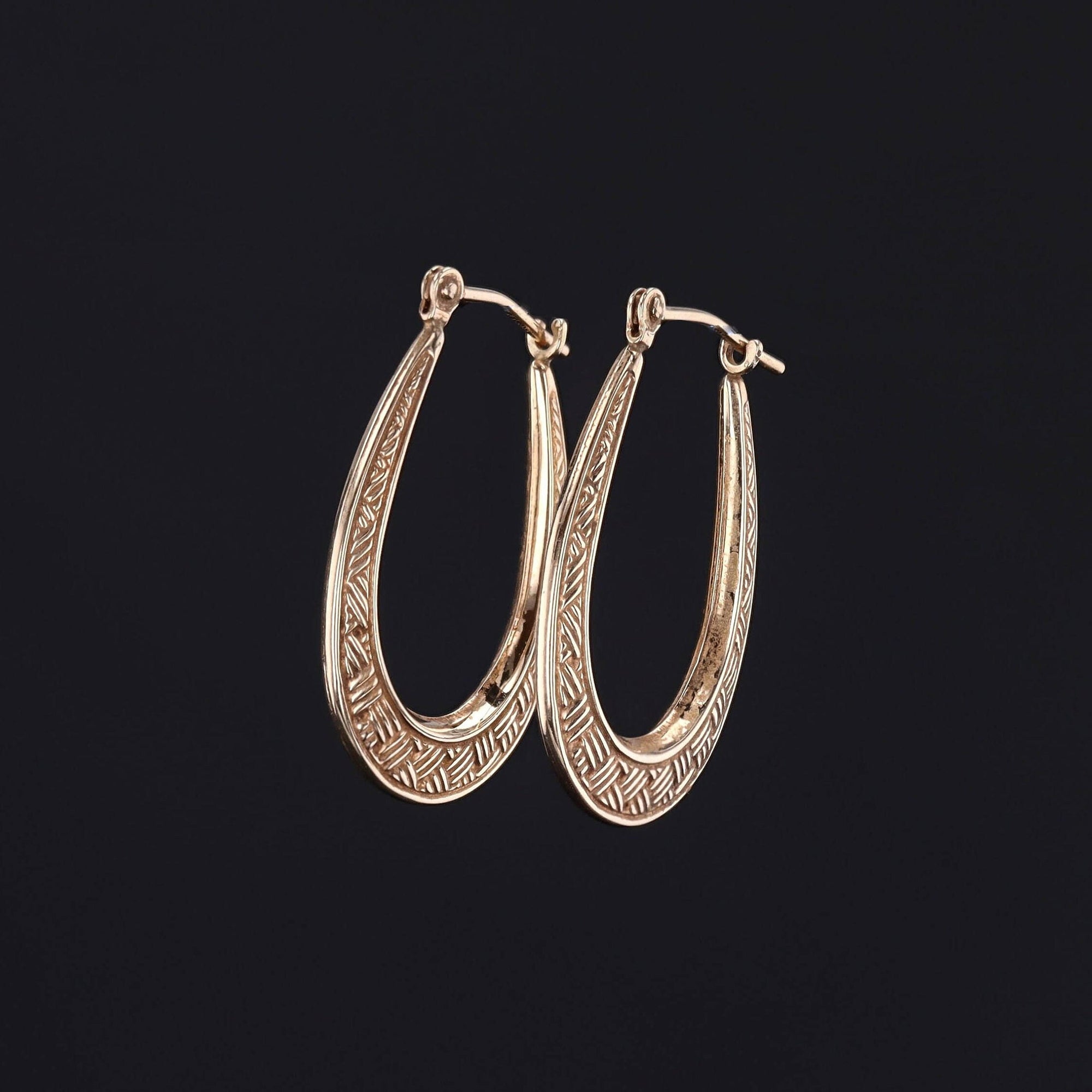 Vintage Hoop Earrings of Textured 10k Gold