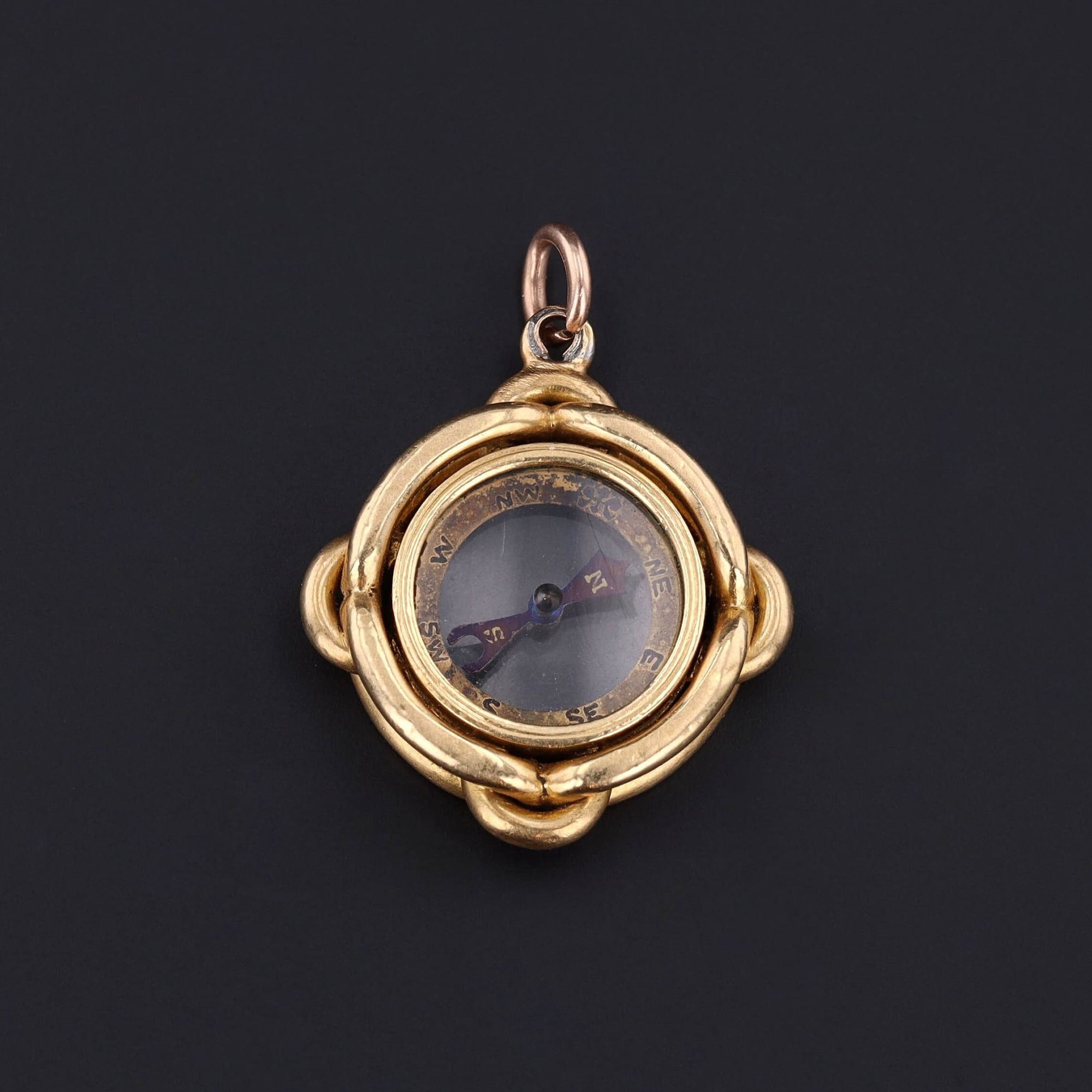 Antique Compass Pendant of 14k Gold