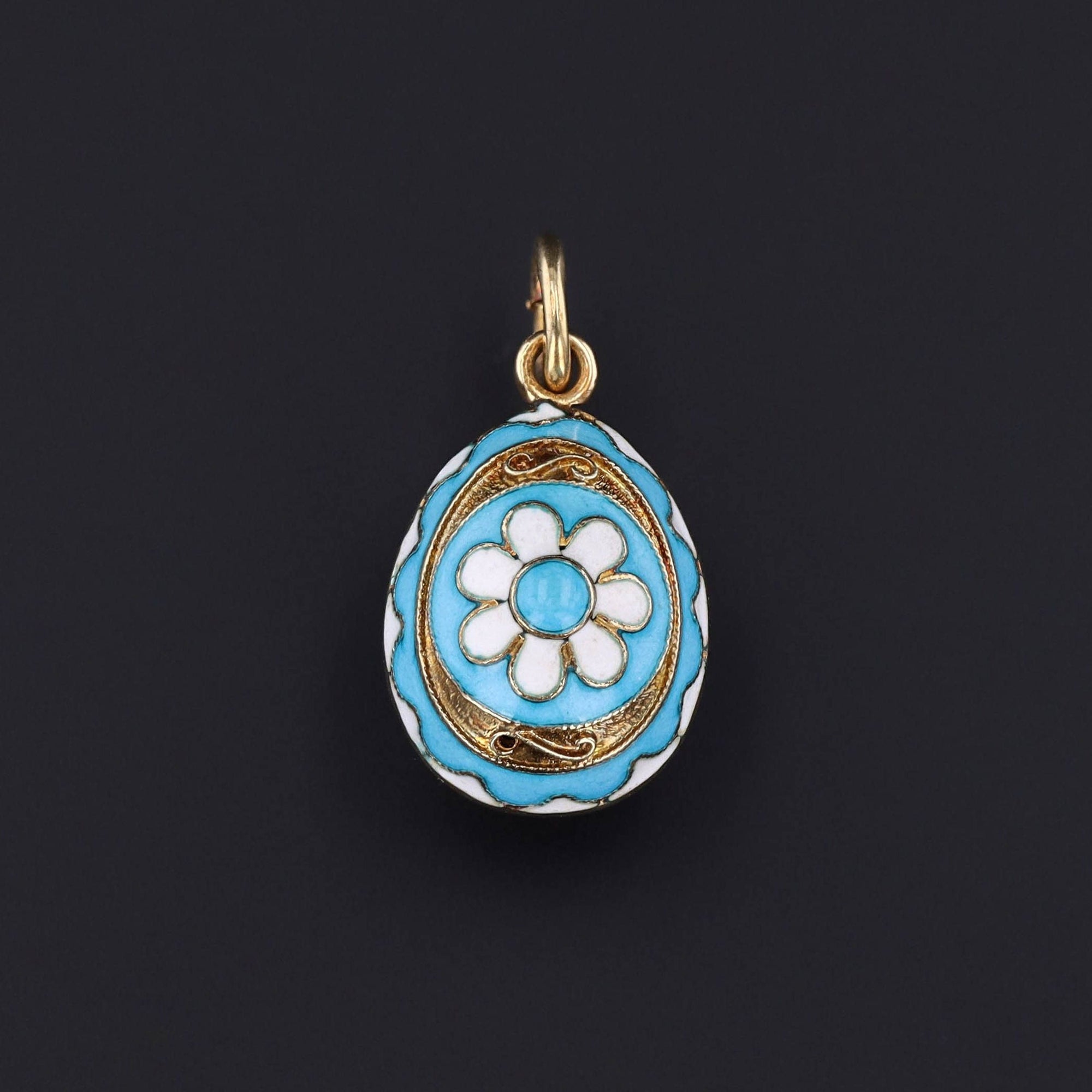 14k Gold and Enamel Egg Charm