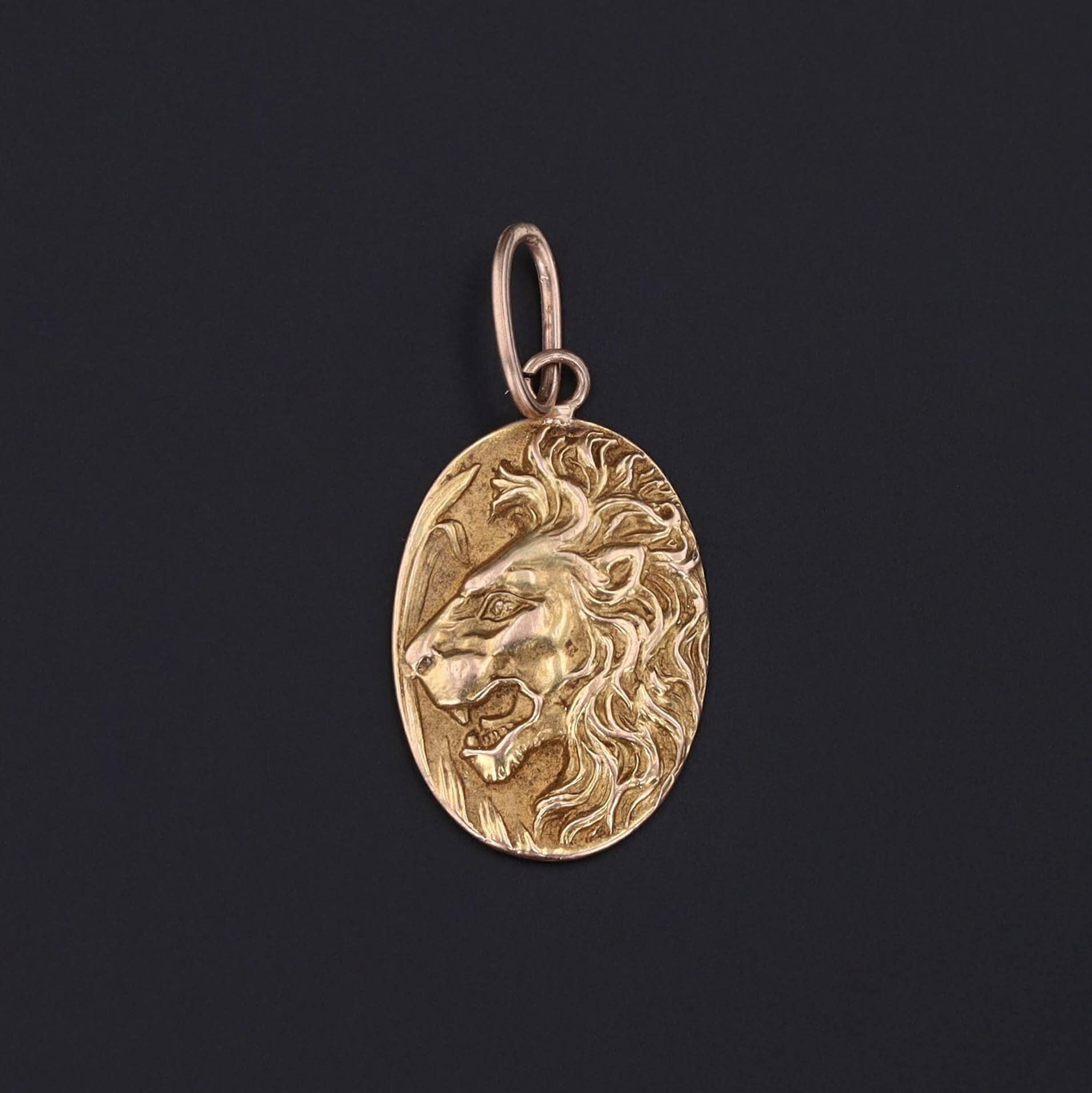 Antique Lion Pendant Originally a 14k Gold Cufflink