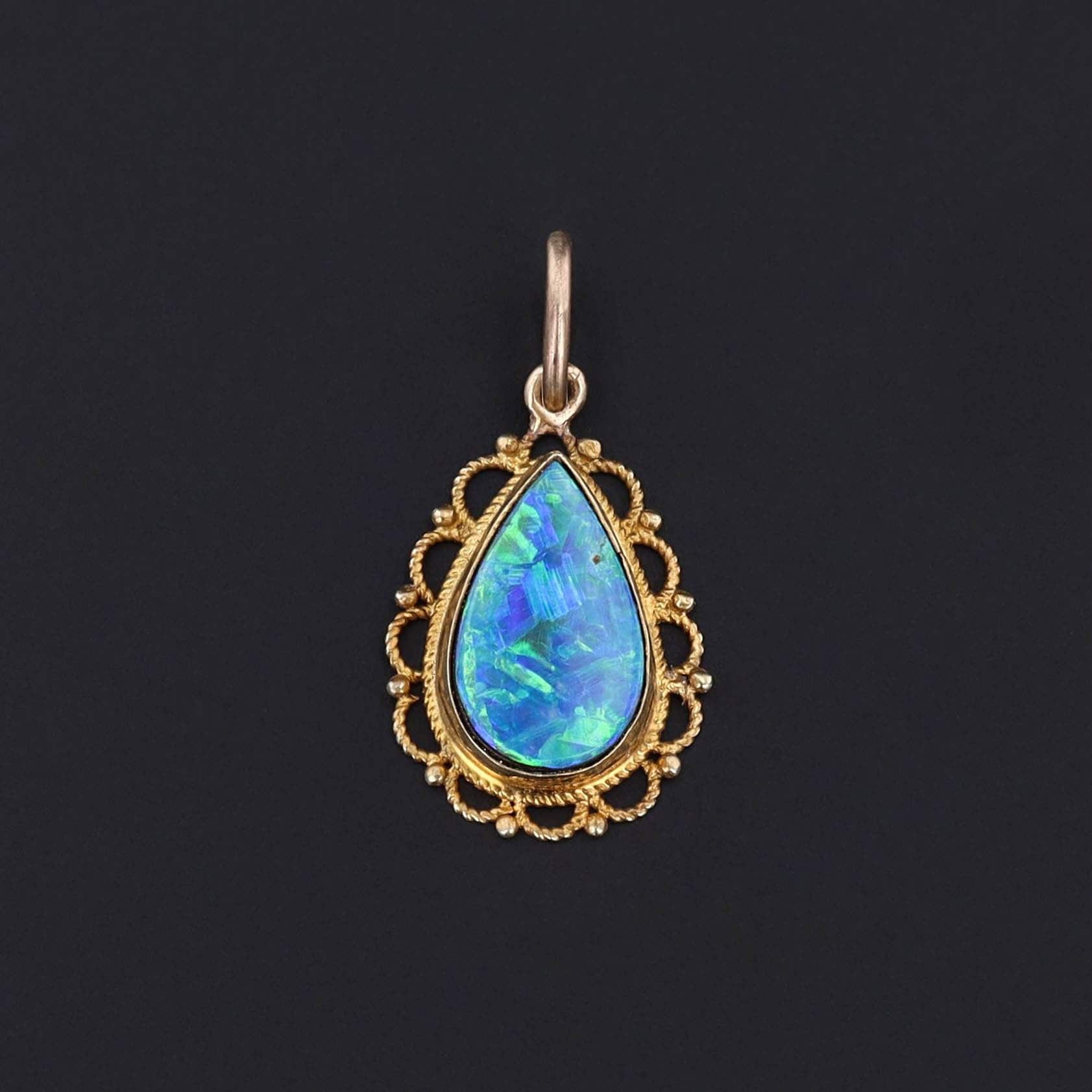 14k Gold Opal Double Charm Created from an Antique Stickpin