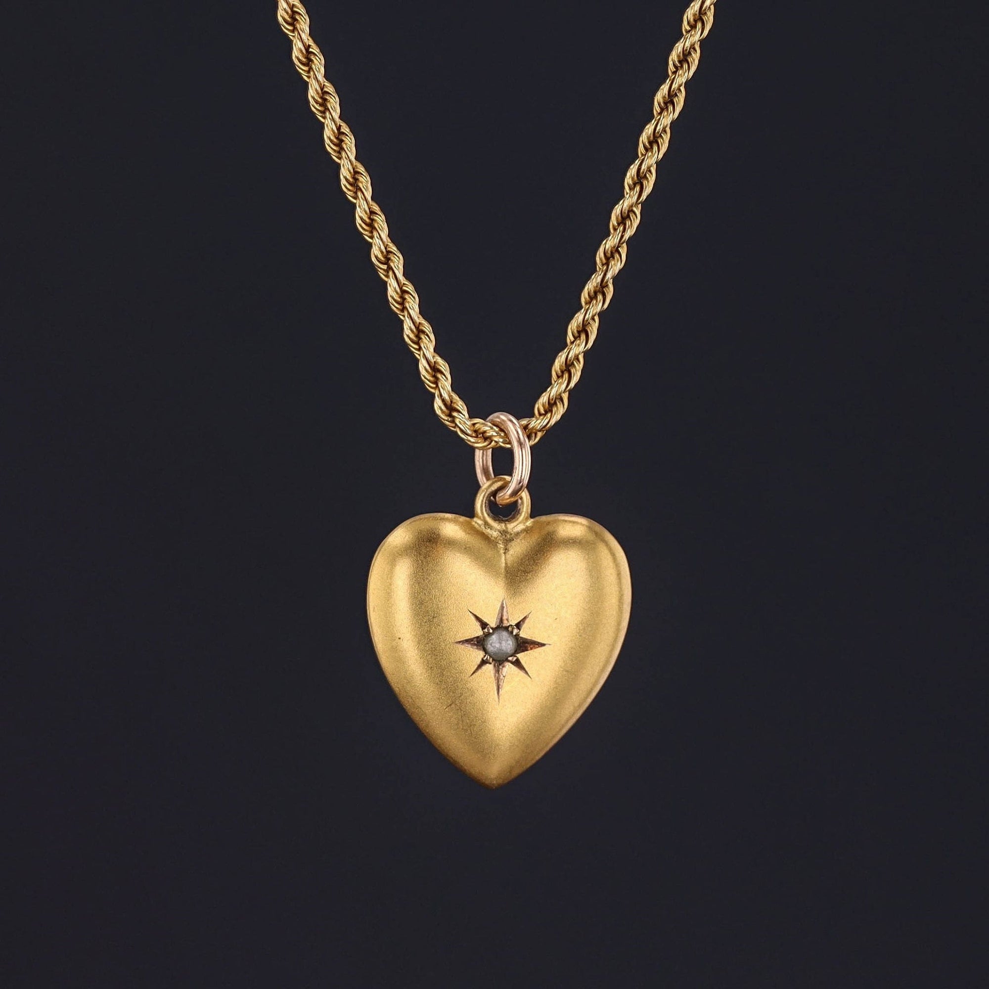 Antique Puffy Heart Charm of 14k Gold