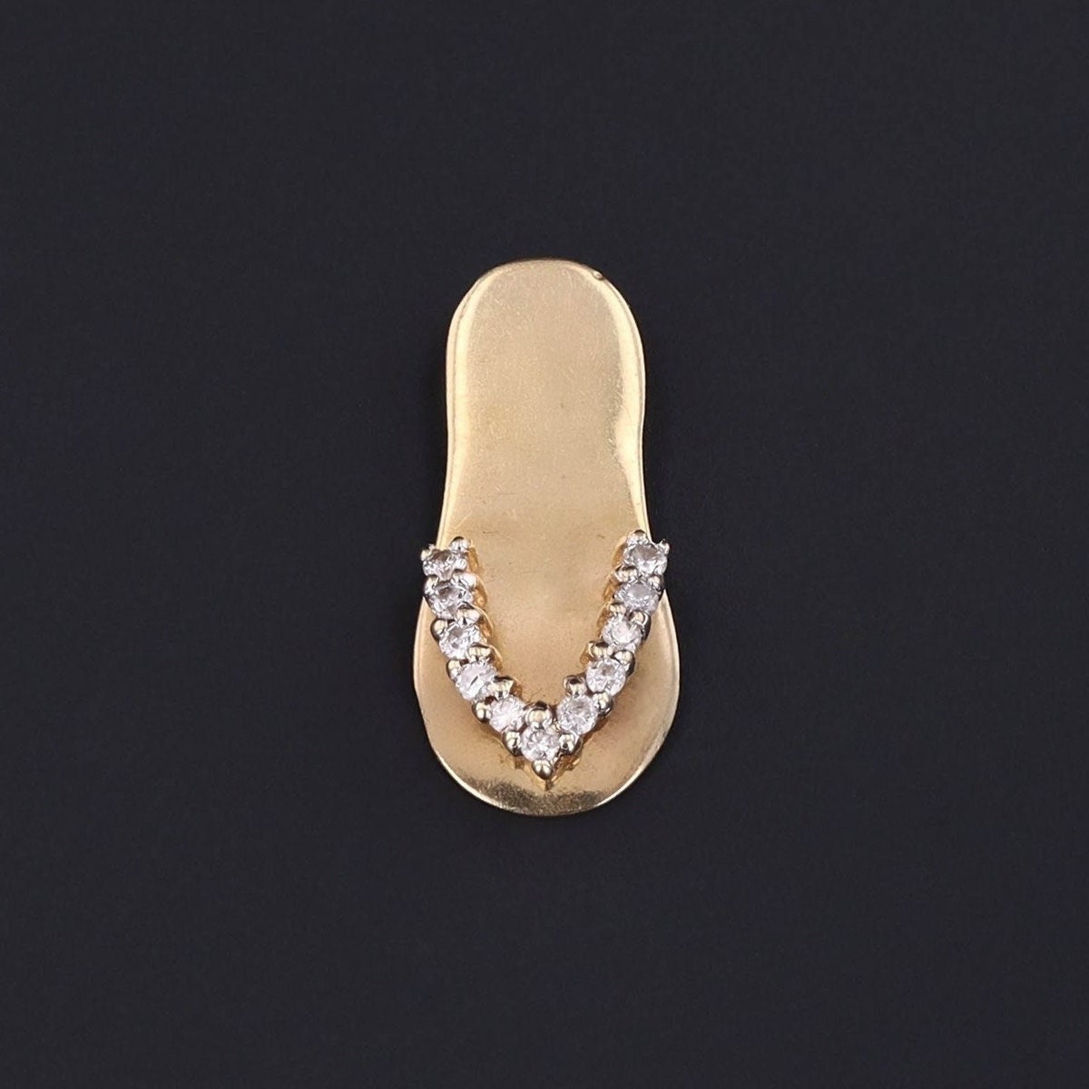 Diamond Flip Flop Pendant or Charm of 14k Gold