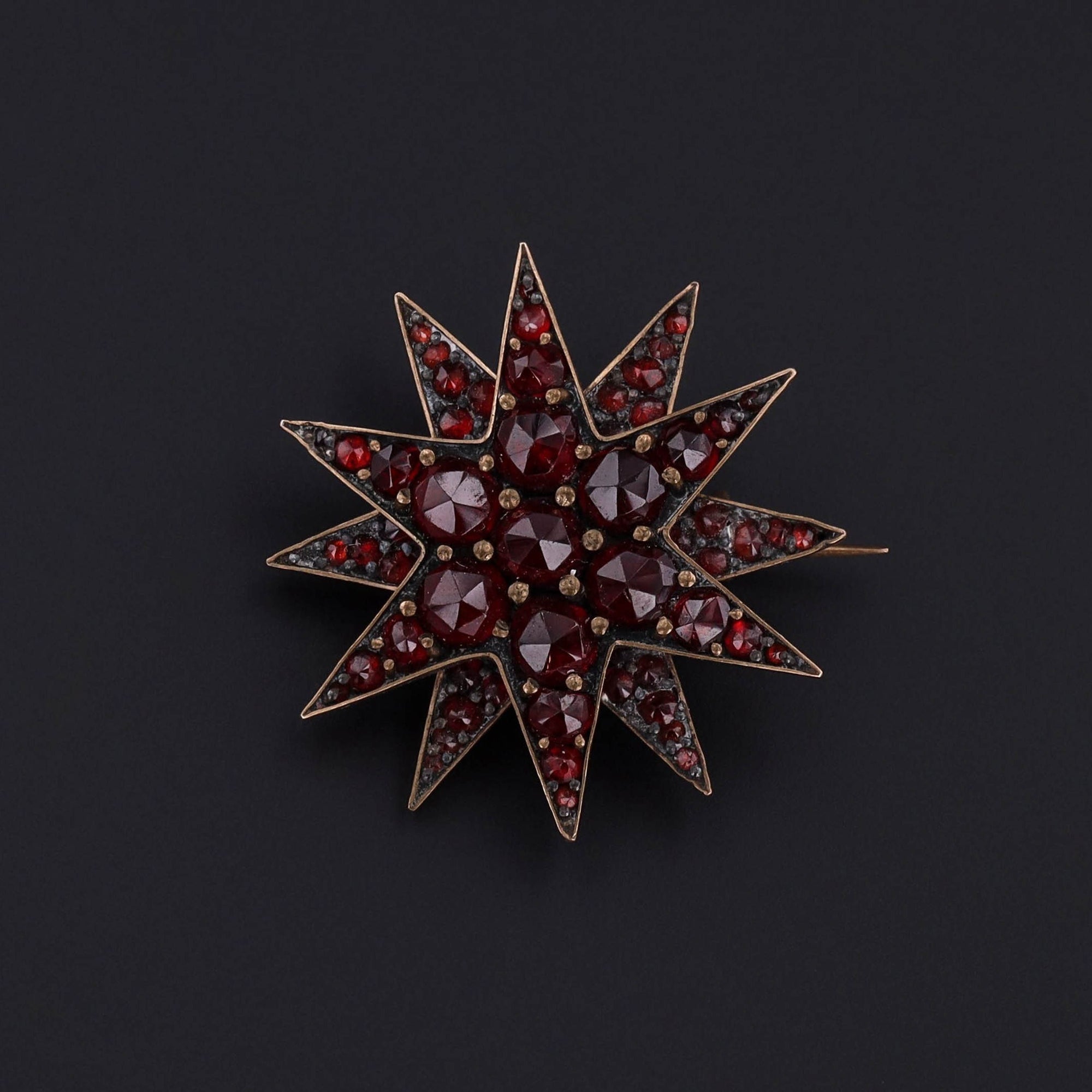 Antique Bohemian Garnet Star Brooch
