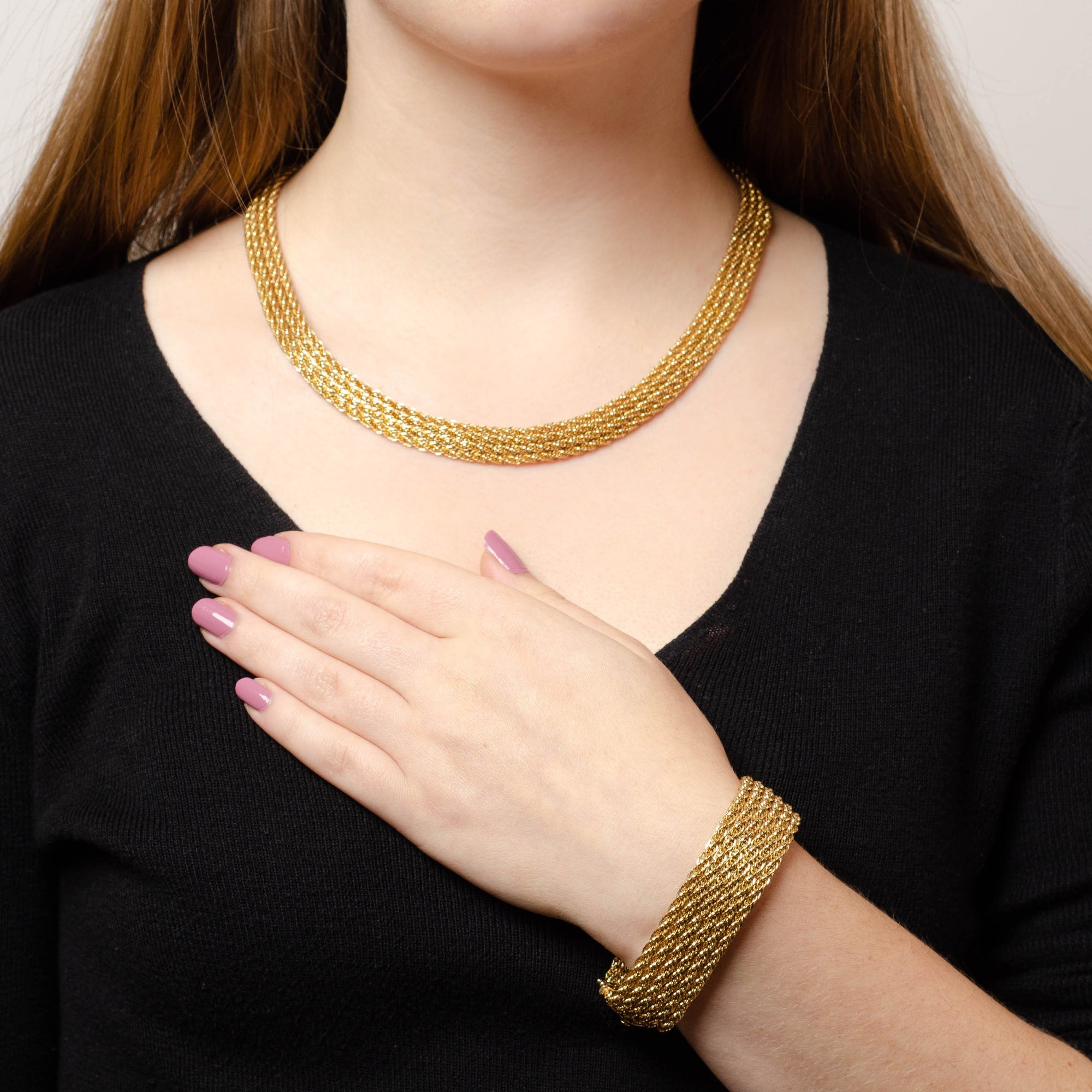 Vintage Necklace and Bracelet Set of 14k Gold