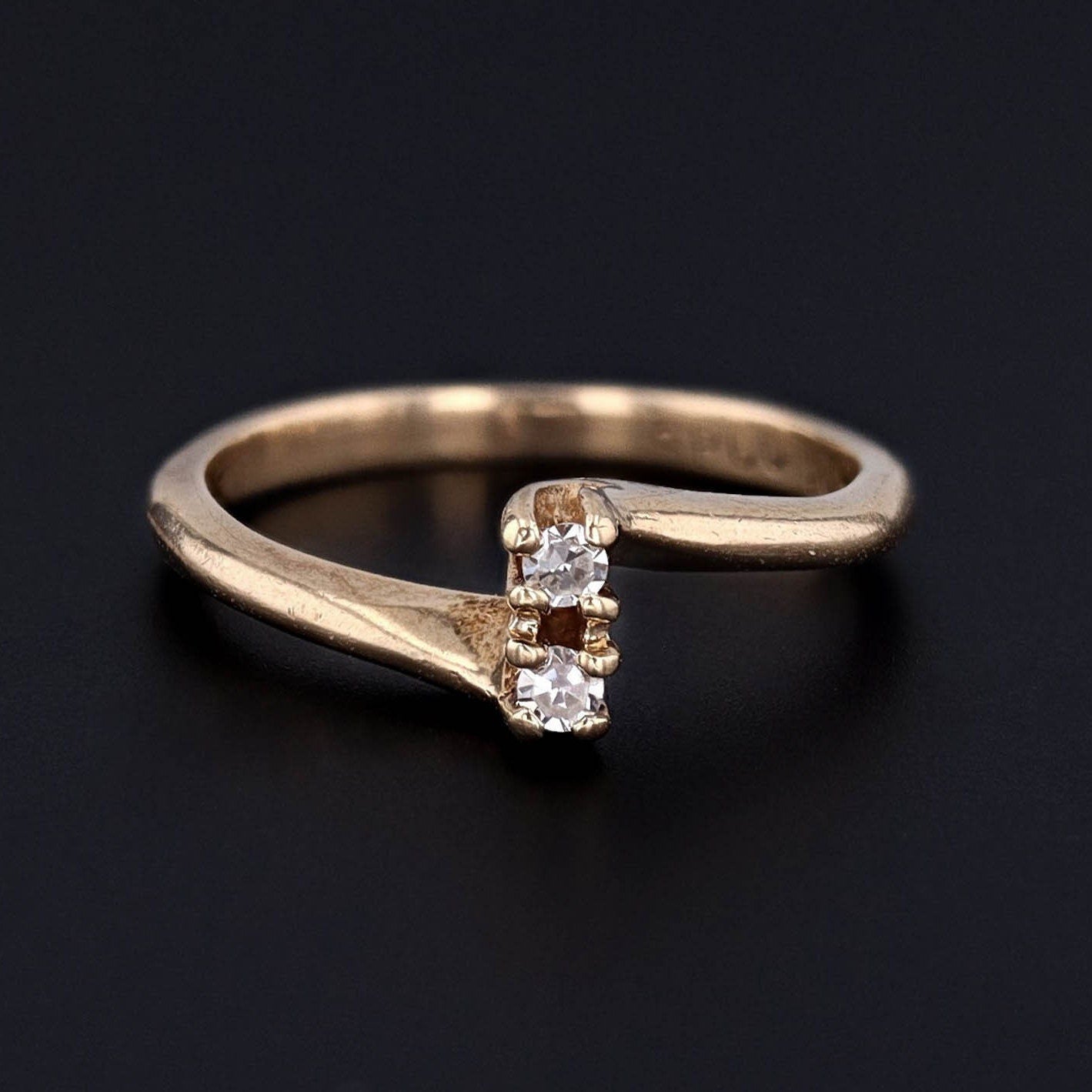 Vintage Diamond Bypass Ring of 10k Gold