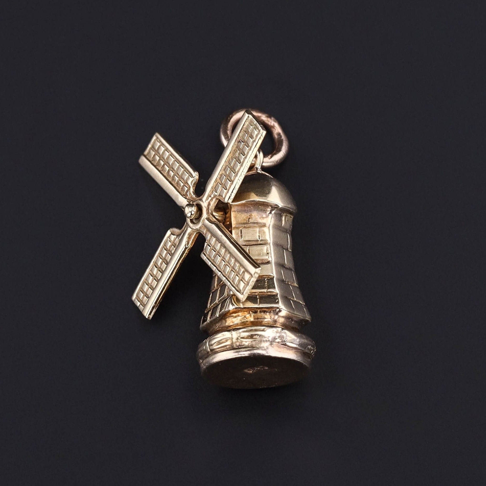 Vintage Windmill Charm of 14k Gold