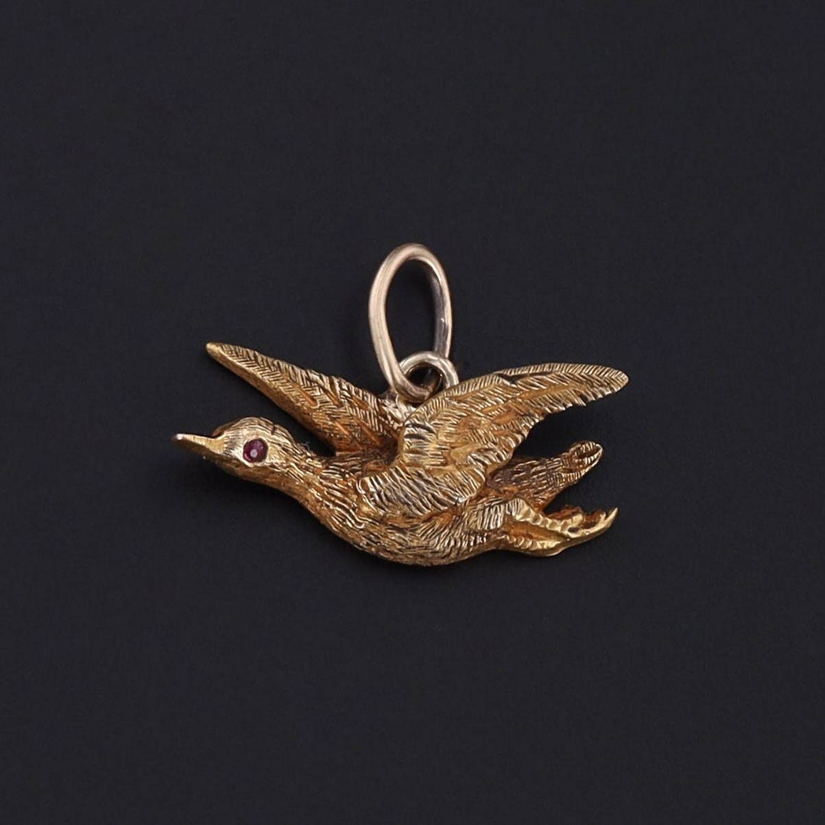 Antique Duck Conversion Charm of 14k Gold