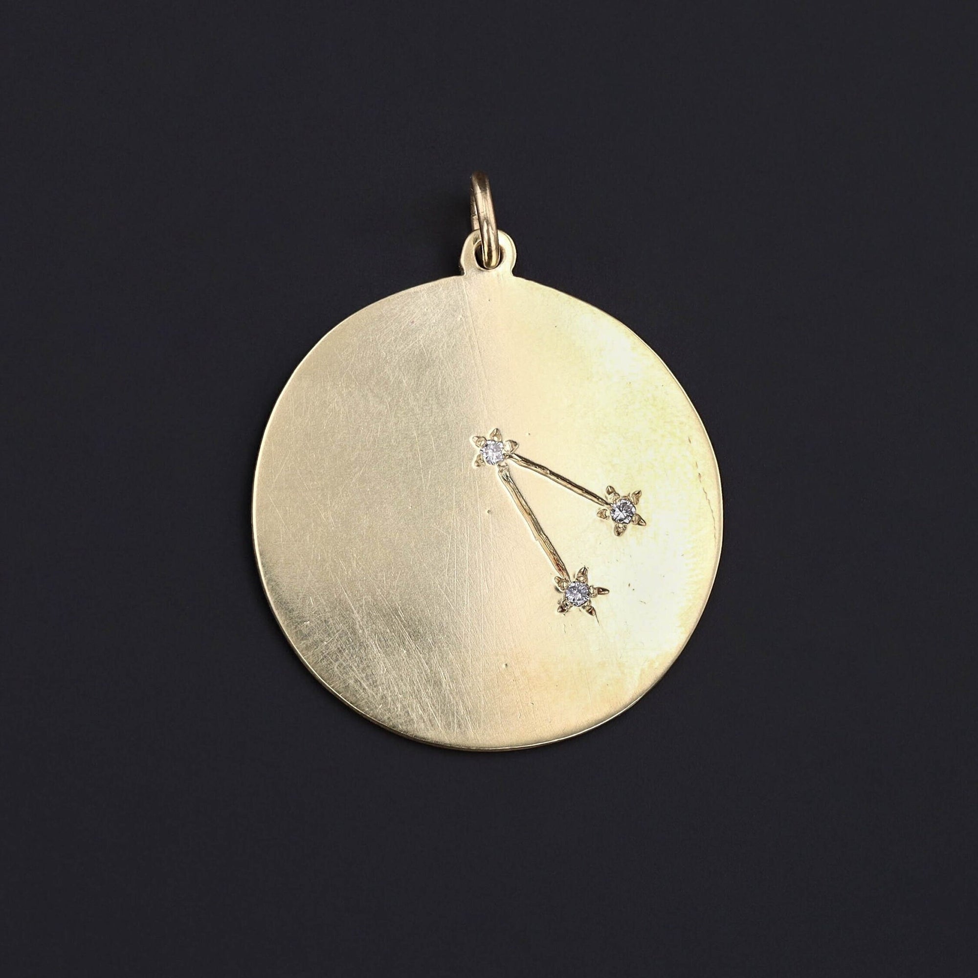 Vintage Diamond Aries Zodiac Pendant of 14k Gold