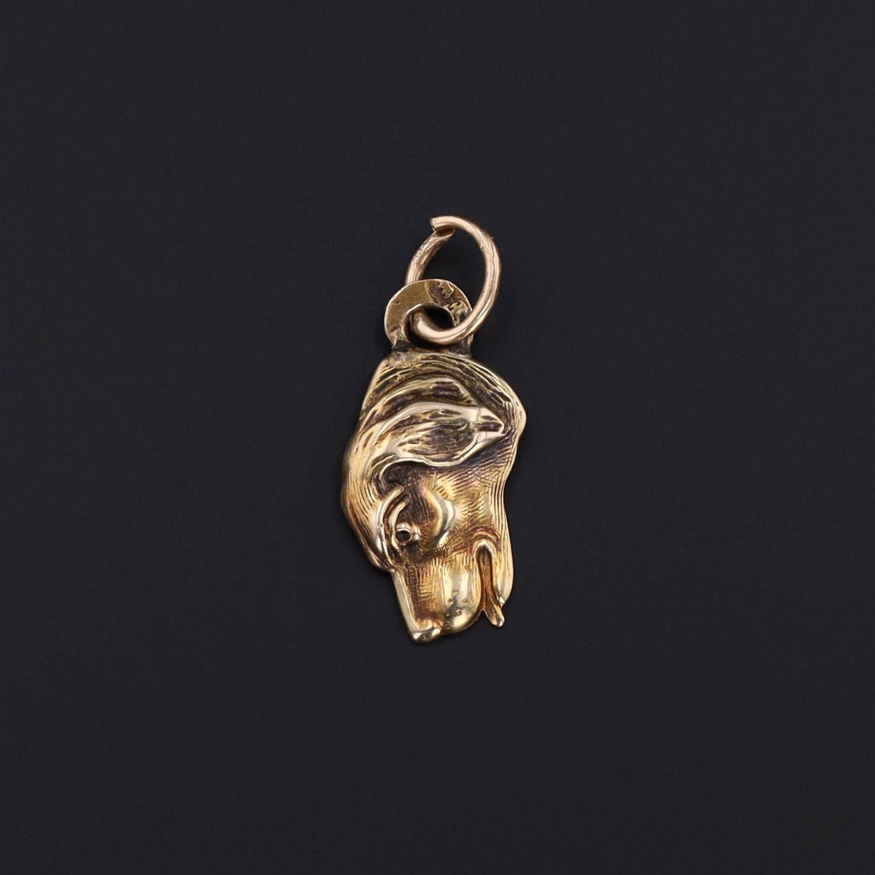 Antique Hunting or Hound Dog Charm of 14k Gold