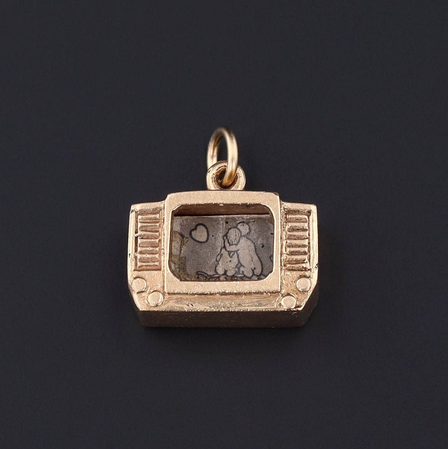 Vintage TV Charm of 14k Gold