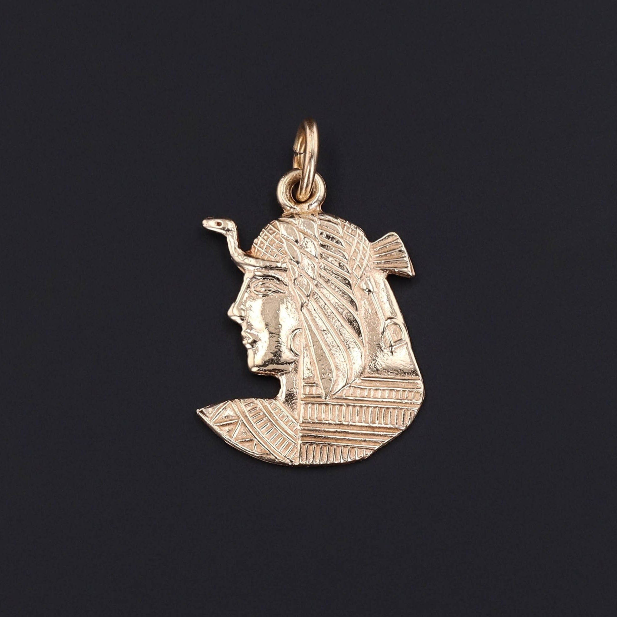 Vintage Egyptian Pharaoh Pendant of 14k Gold