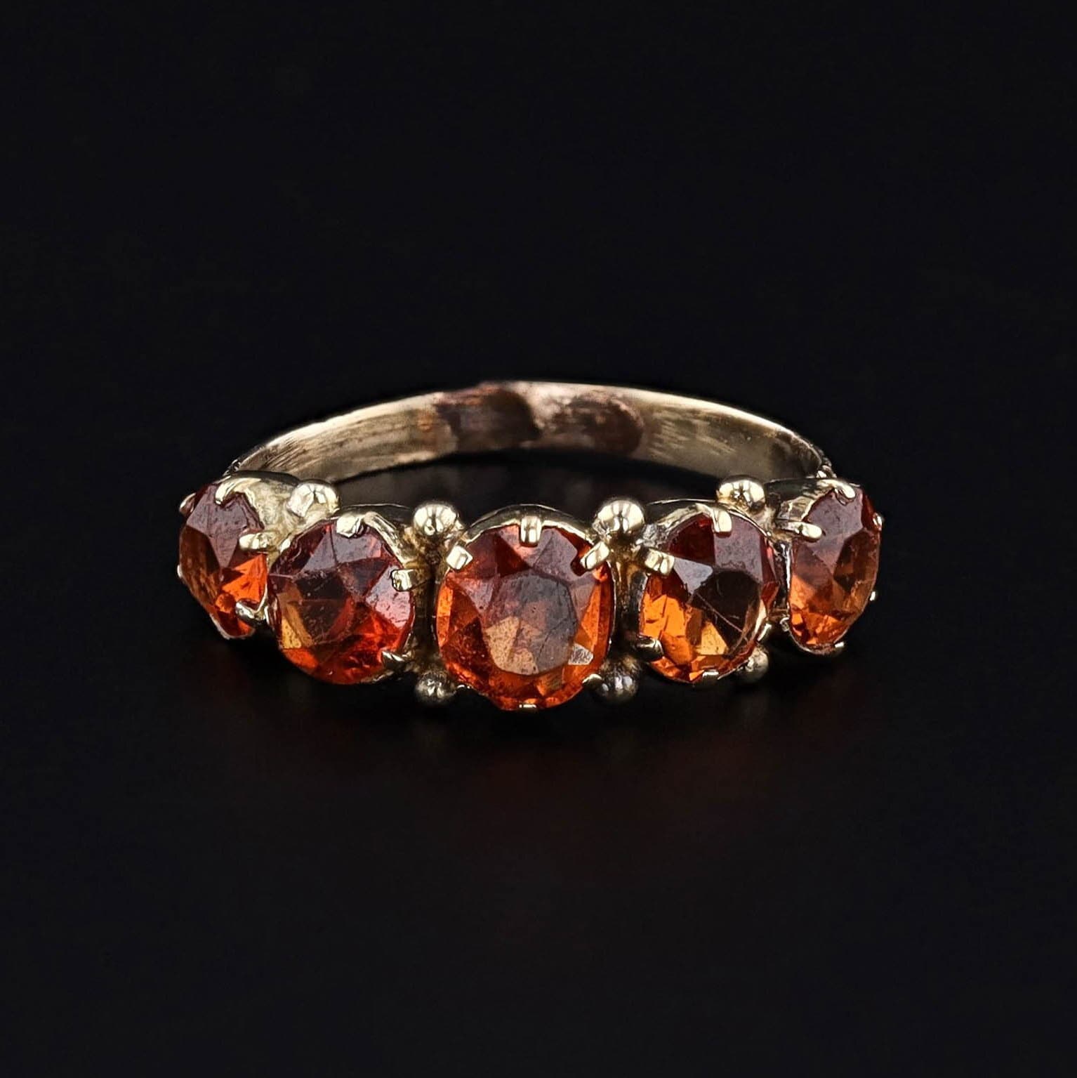 Antique Hessonite Garnet Ring of 18k Gold