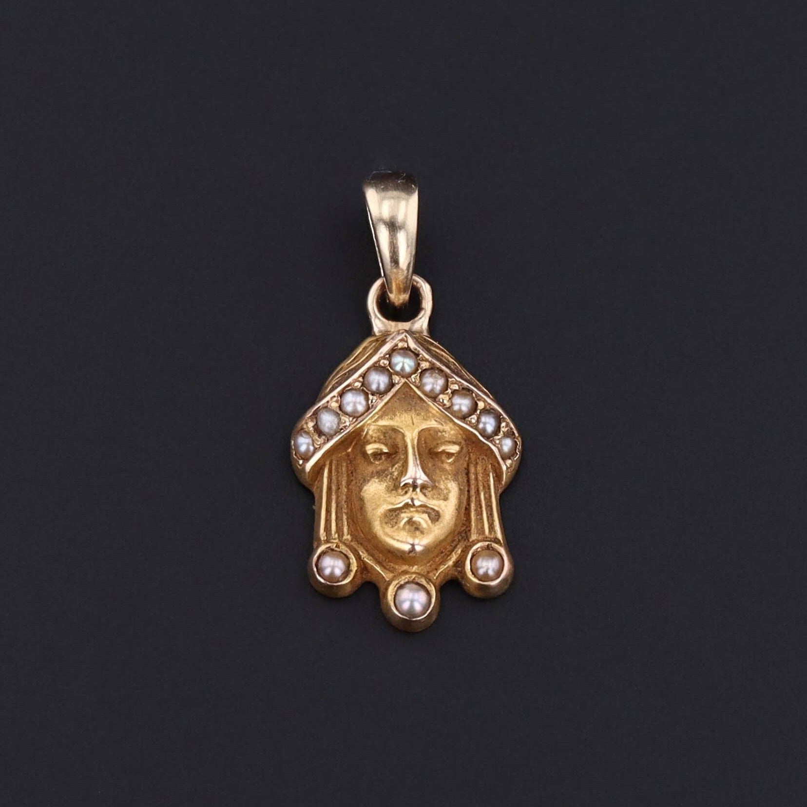 Antique Woman Conversion Charm 14k Gold