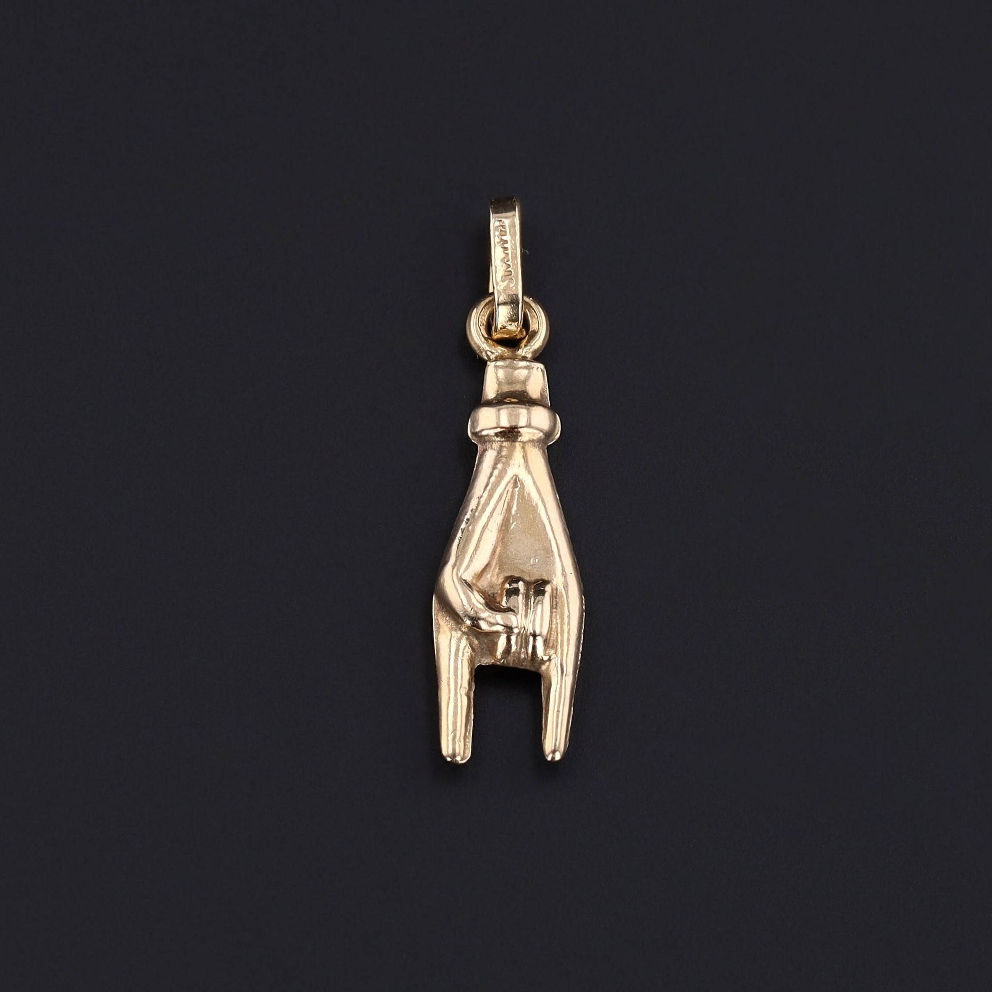 Vintage Mano Cornuto Charm of 14k Gold