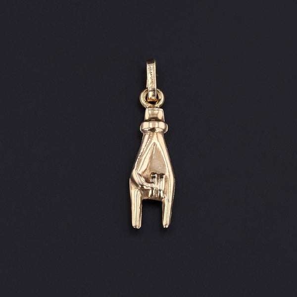 Vintage Mano Cornuto Charm of 14k Gold - Trademark Antiques