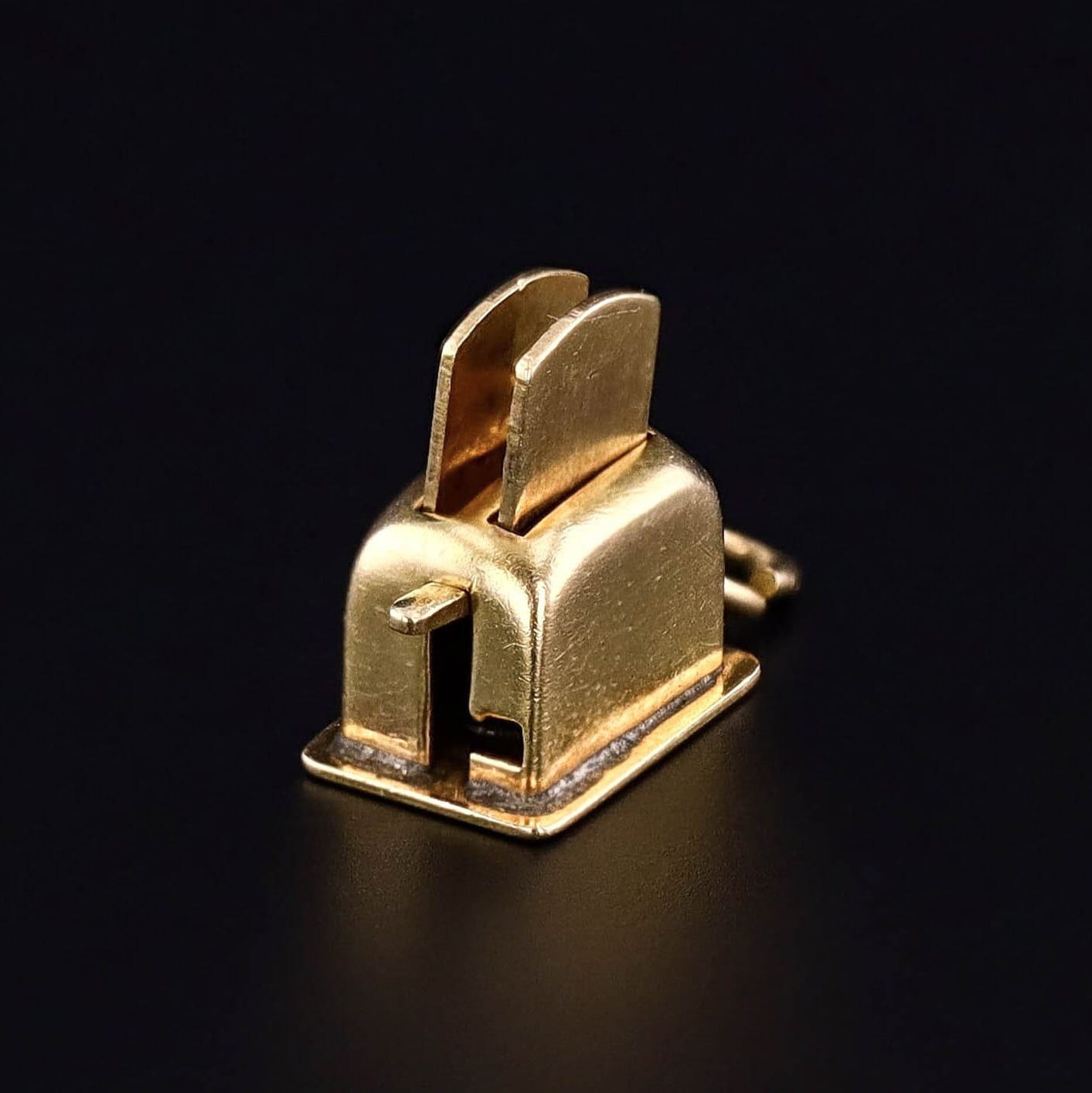 Vintage Moveable Toaster Charm fo 14k Gold