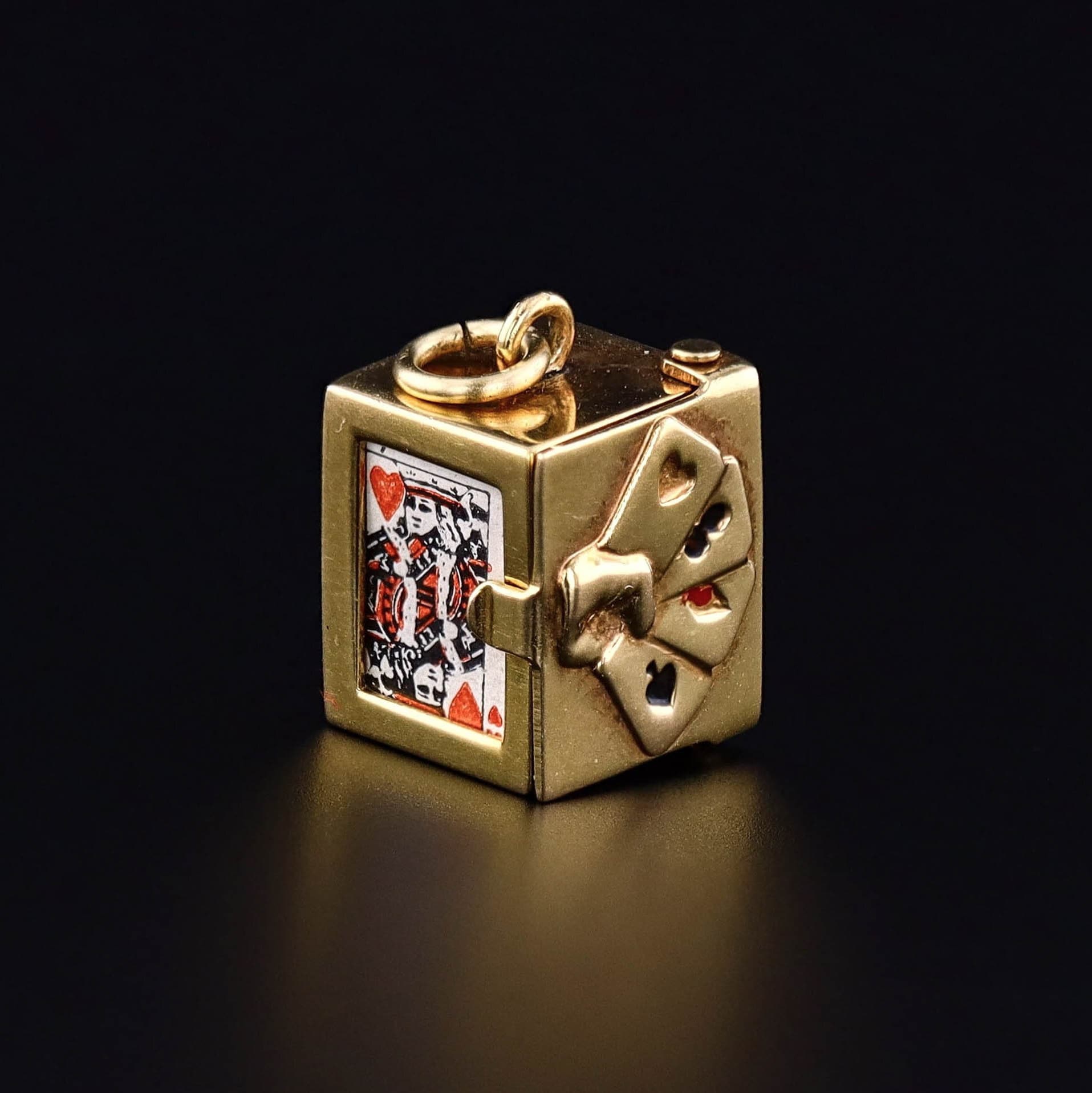 Vintage Playing Cards Charm of 14k Gold