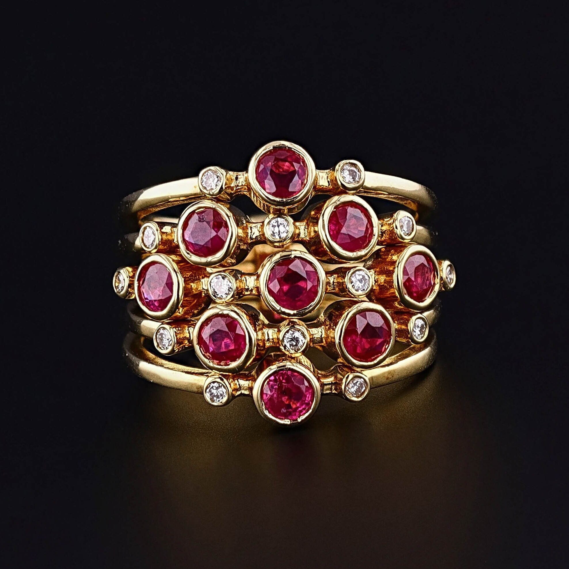 Vintage Ruby Harem Ring of 14k Gold