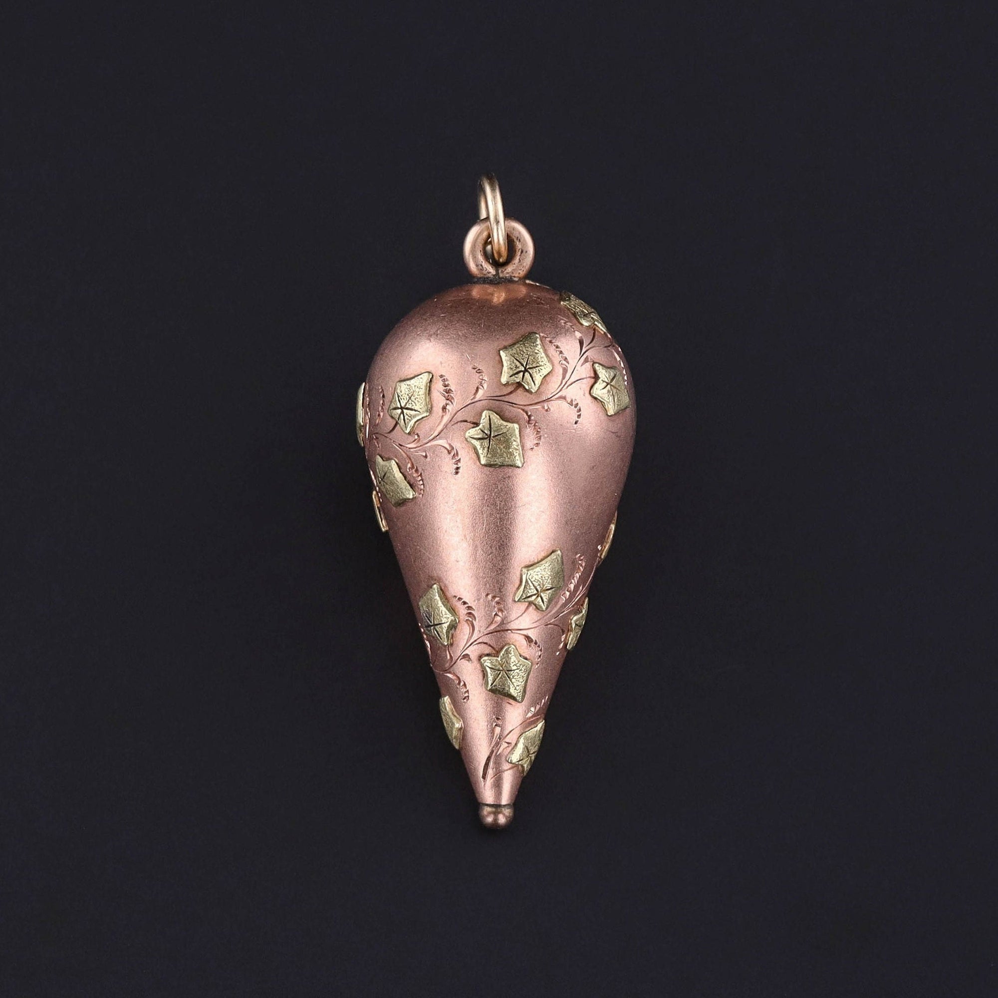 Antique Ivy Pendant of 14k Rose and Yellow Gold