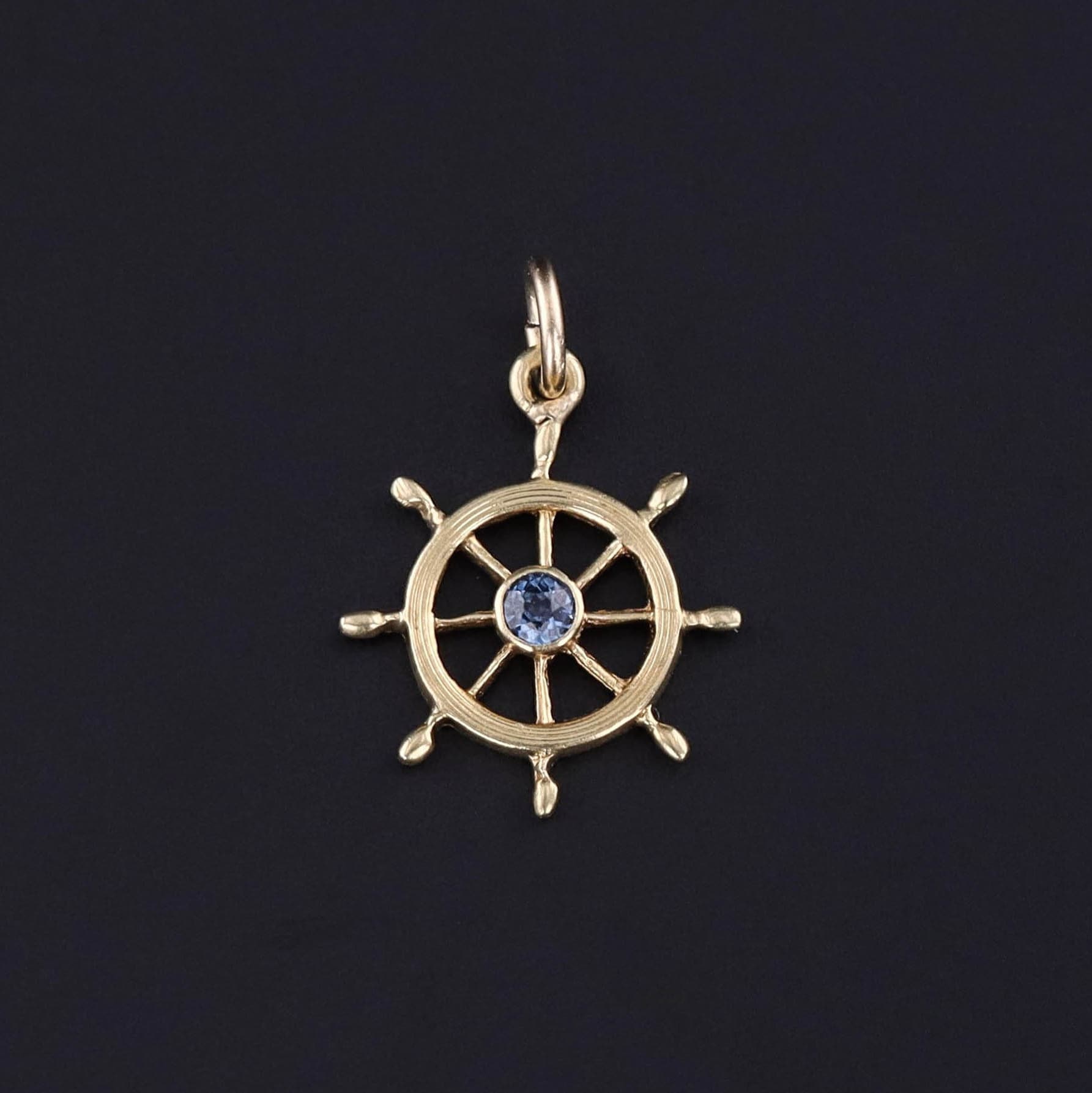 Antique Captain's Wheel Charm of 14k Gold