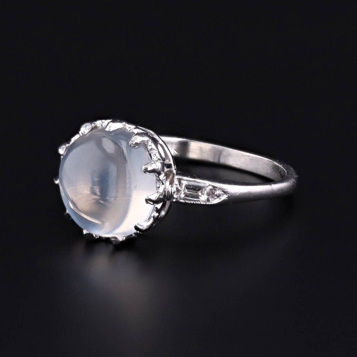 Vintage Silver Jewelry|sterling Silver Moonstone Engagement Ring - 10x14mm  Oval Gemstone, Vintage Party Band