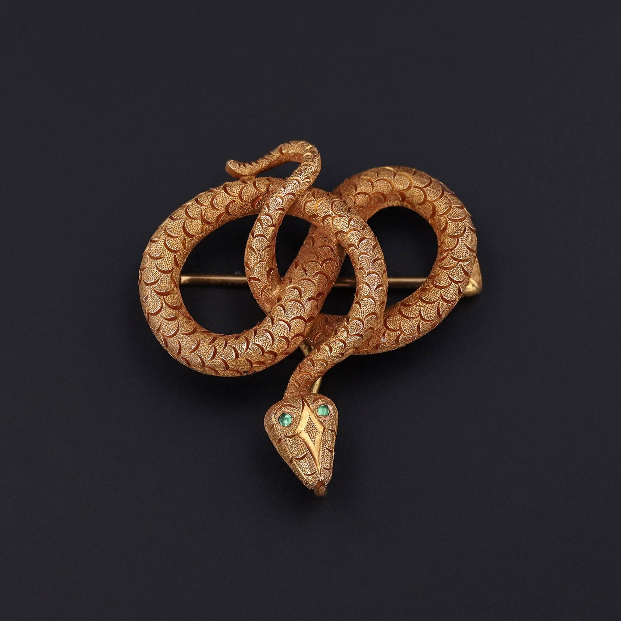 Antique Snake Brooch of 14k Gold